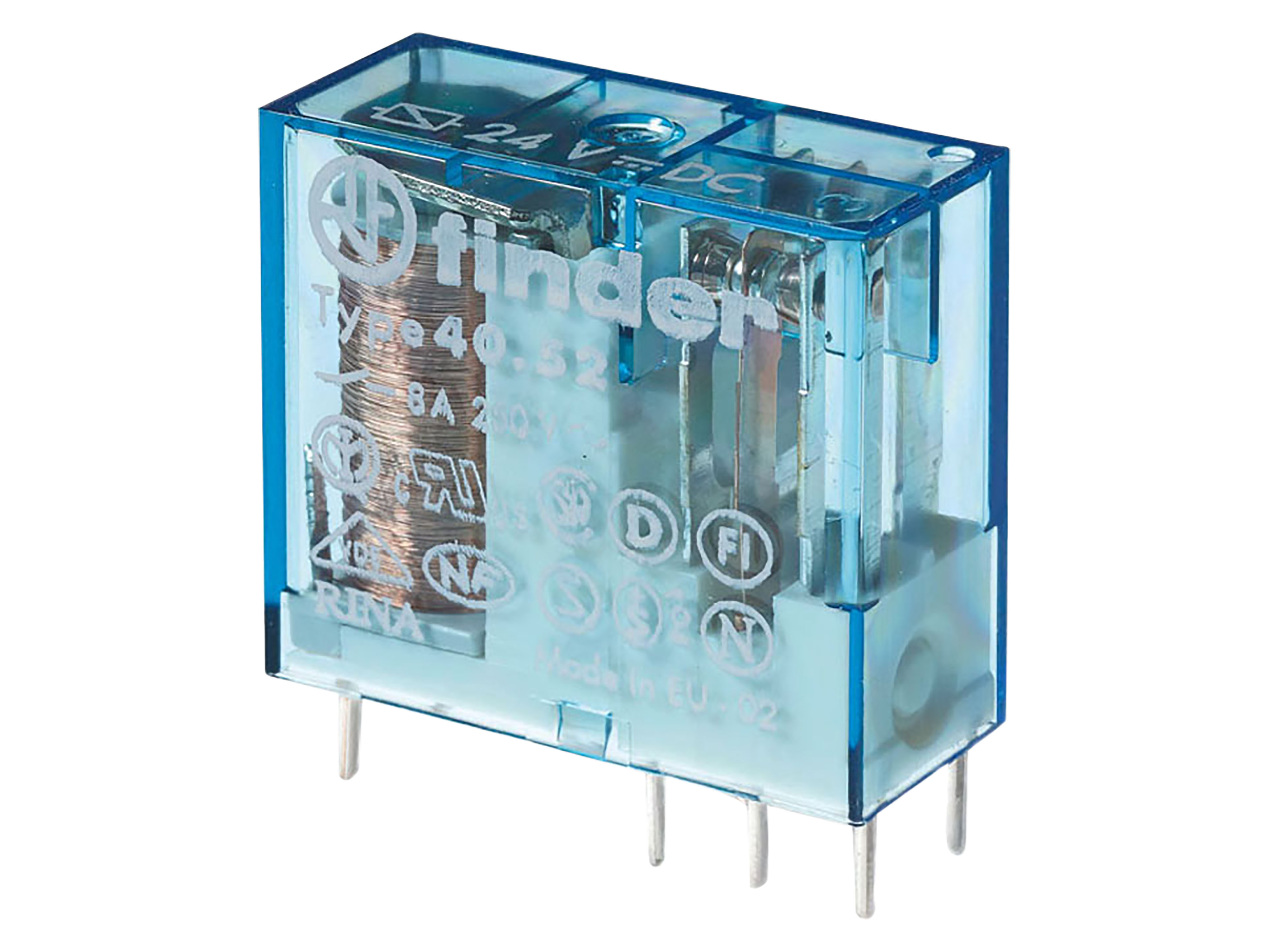 FINDER Steck-/Printrelais, 2 Wechsler für 8 A, Spule 48 V DC sensitiv 40.52.7.048.0000 FINDER Steck-/Printrelais, 2 Wechsler für 8 A, Spule 48 V DC sensitiv 40.52.7.048.0000
