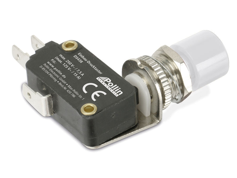 Einbau-Drucktaster DS438, 7,5 A/250 V~, weiß