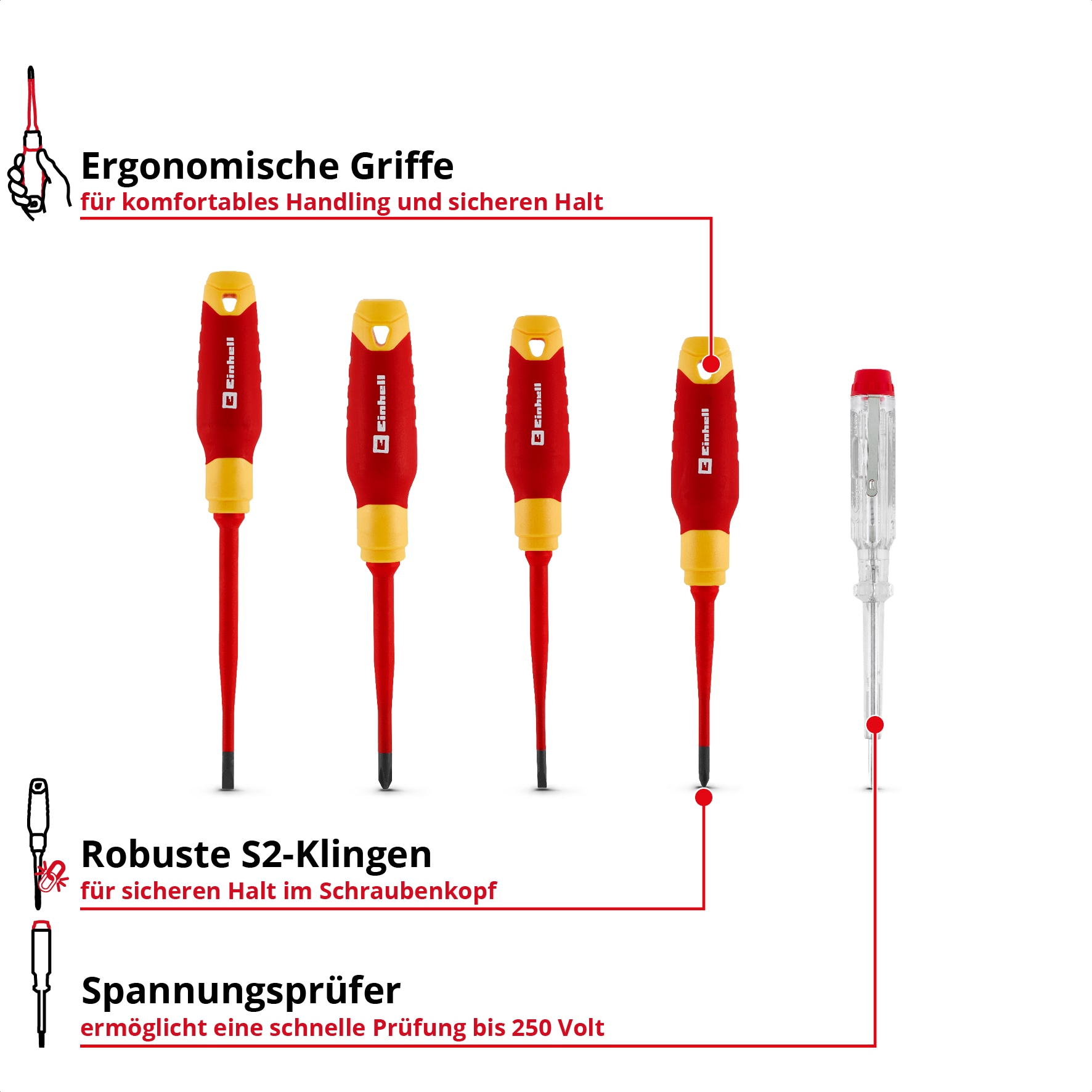 EINHELL Elektriker-Schraubendreher-Set VDE, 370541, 5-teilig