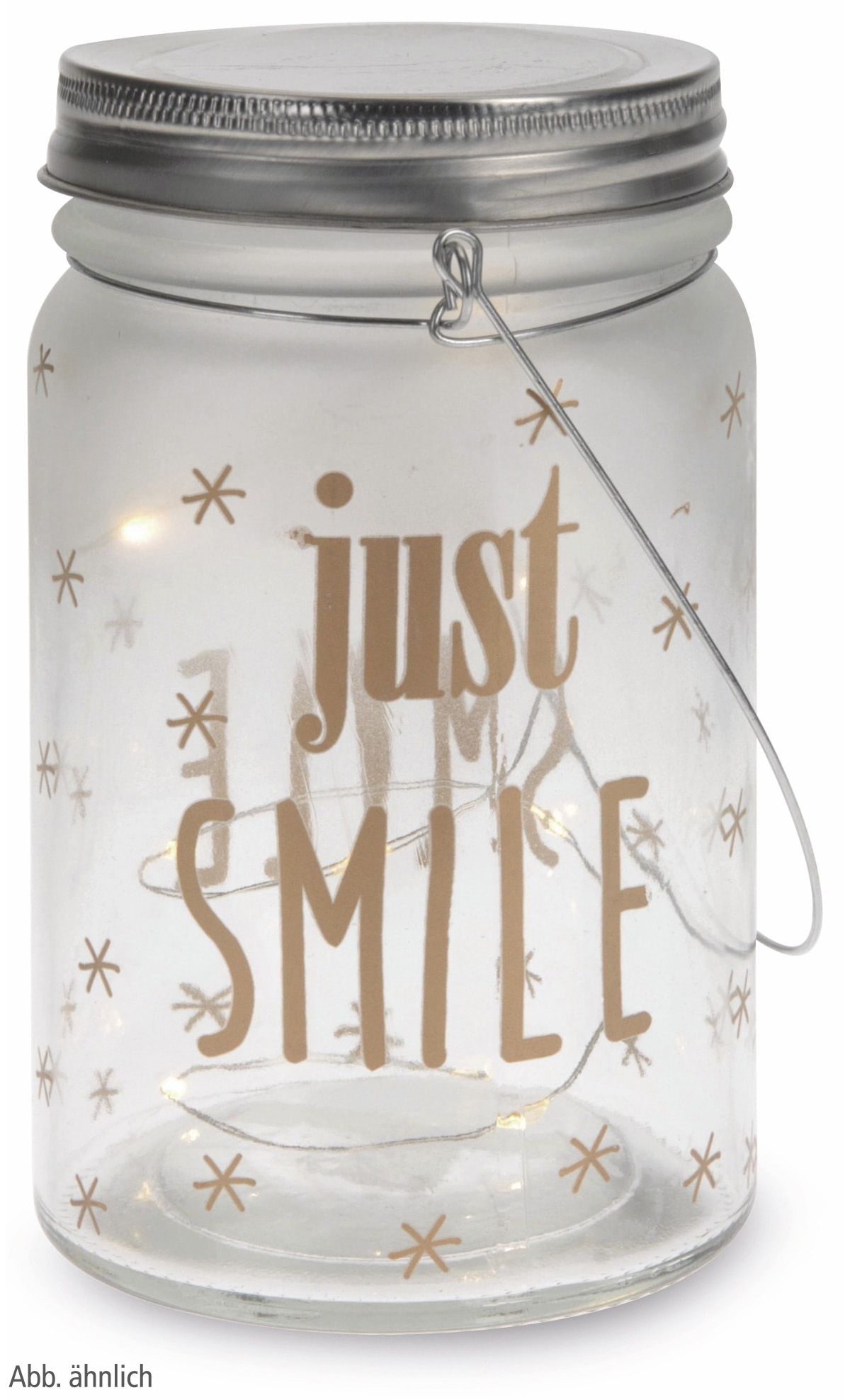 Glas mit Lichterdraht, sortiert, 10 LED´s
