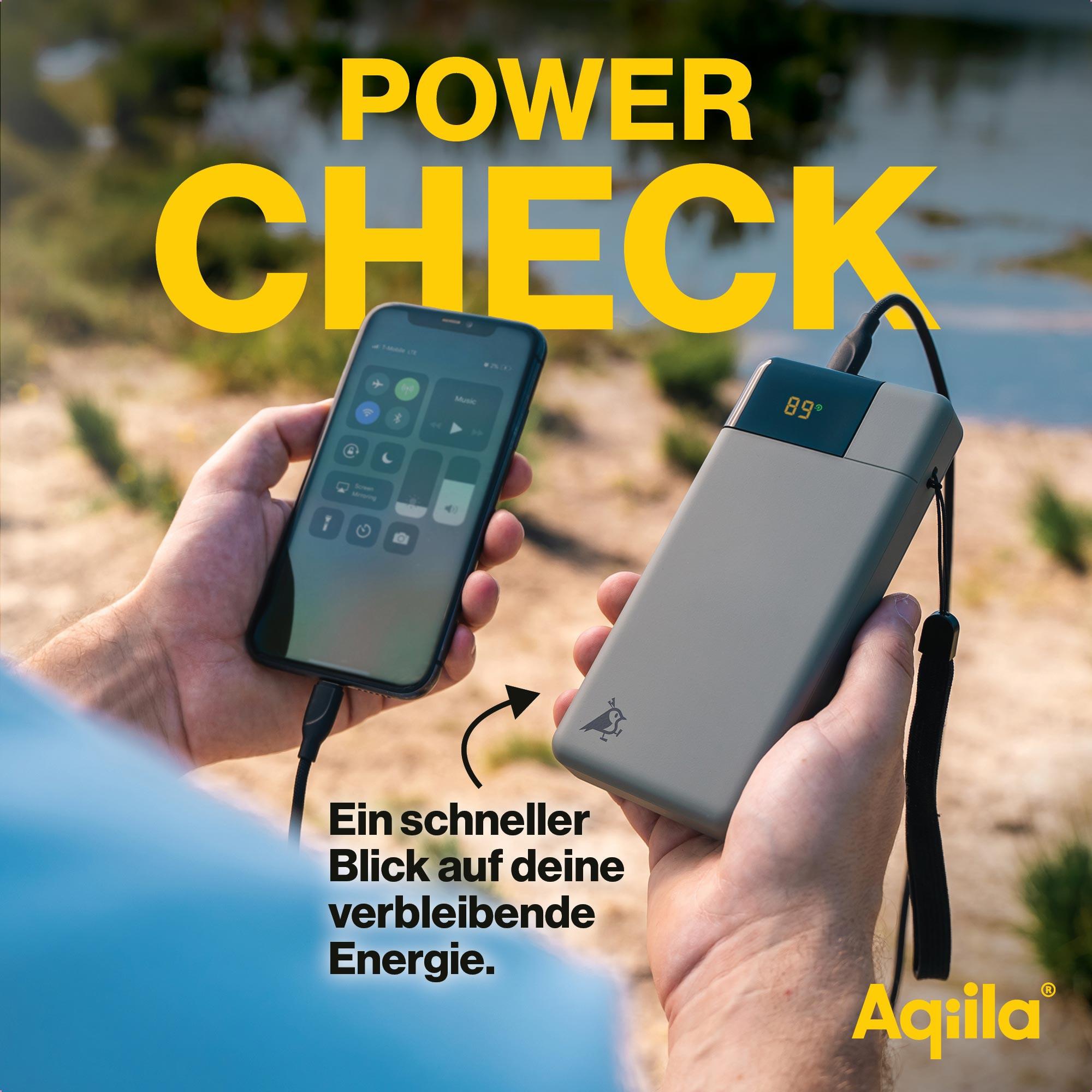 AQIILA Powerbank Powerbird B20+, 65 W, 20.000mAh, 1x USB-A, 2x USB-C, moosgrün
