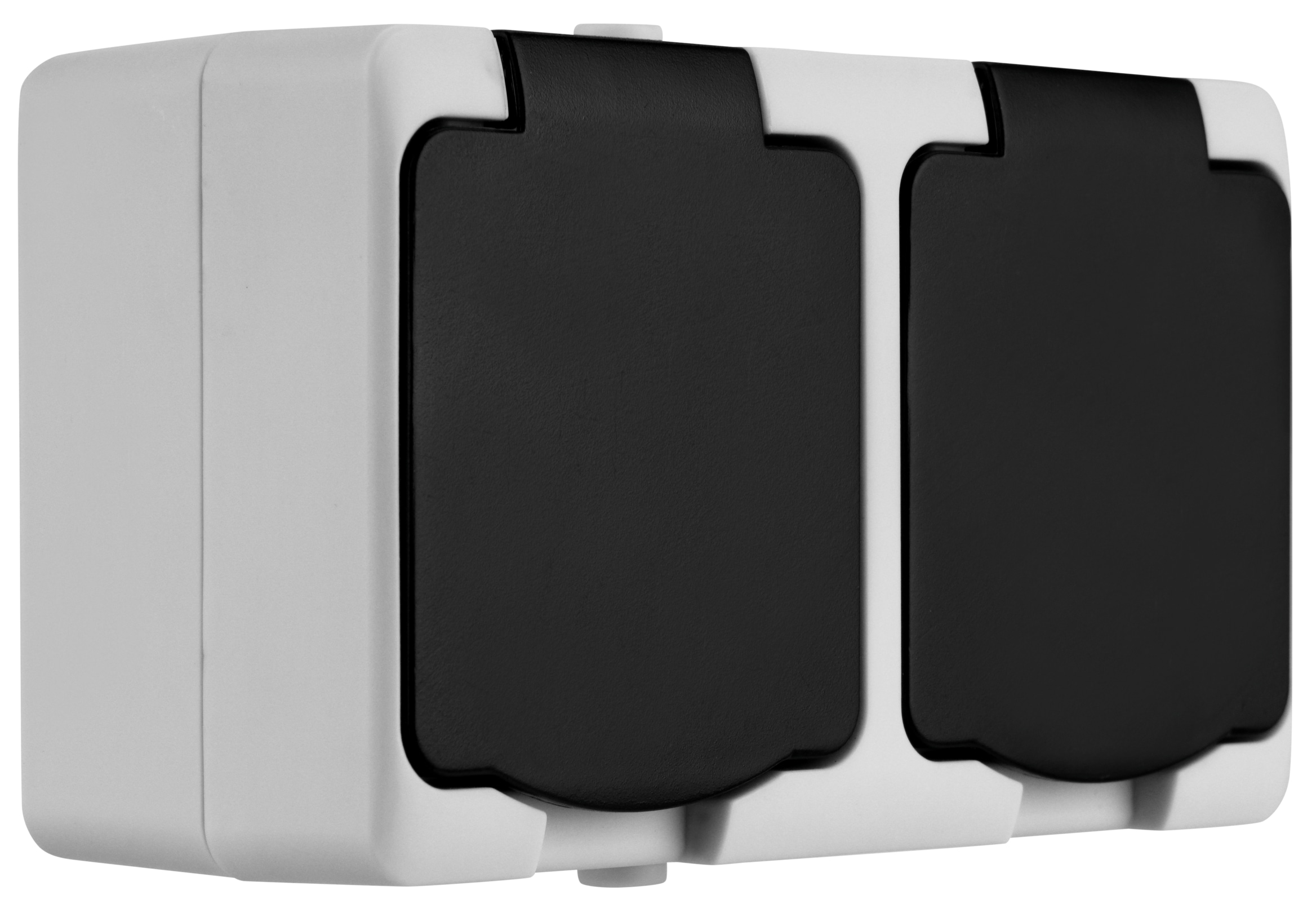 REV Feuchtraum-Steckdose AquaMini, 2-fach, Aufputz, weiß/schwarz