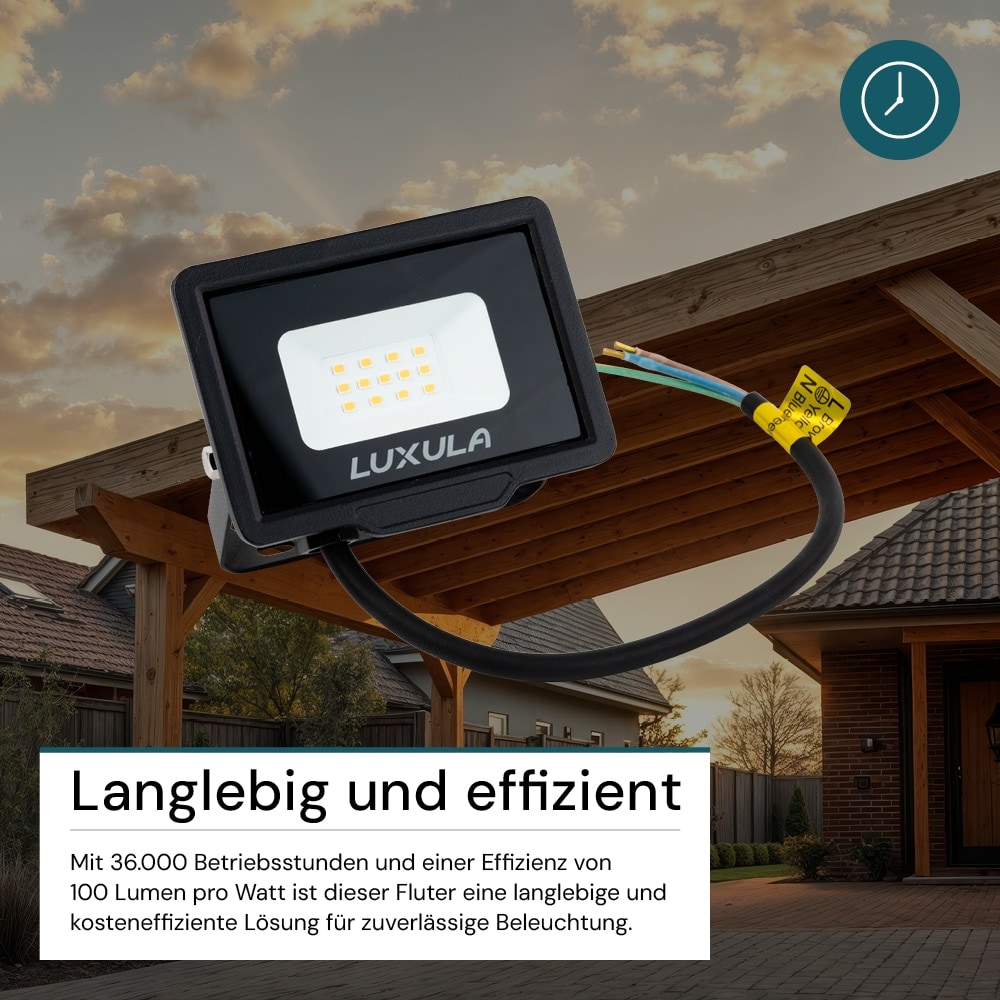 LUXULA LED-Fluter, EEK: F, 10W, 1000lm, 4000K, schwarz
