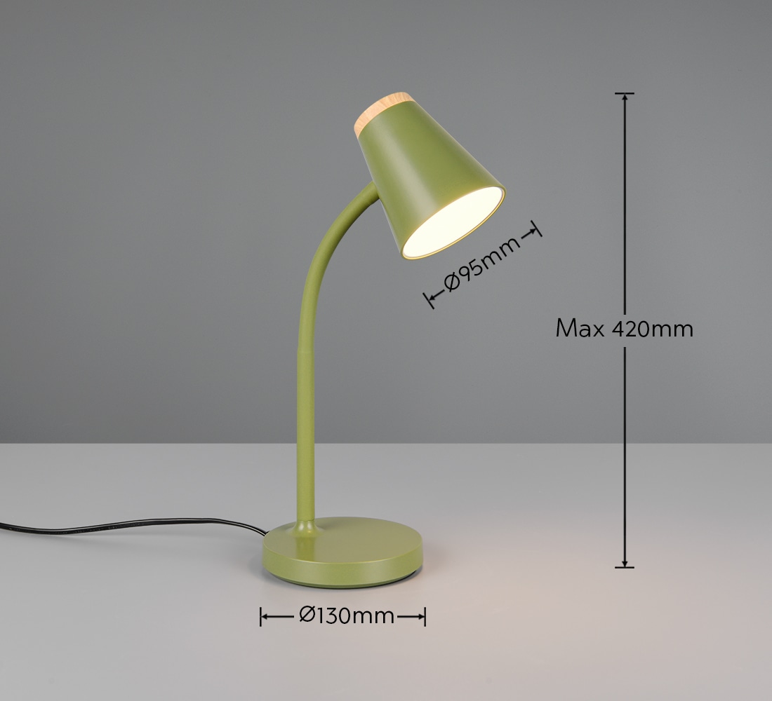 REALITY LED-Tischleuchte PONGO, R55831115, 4,5W, 500lm, 3000K, grün