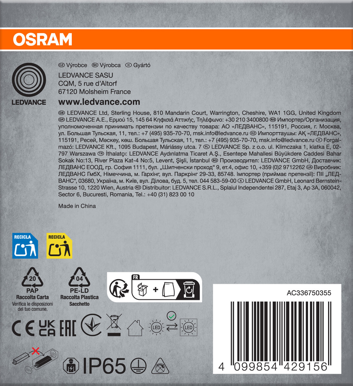 OSRAM LED-Feuchtraumleuchte Submarine, G13, 30 W, 3000 lm, 4000 K, IP65, neutralweiß, 126,1 cm