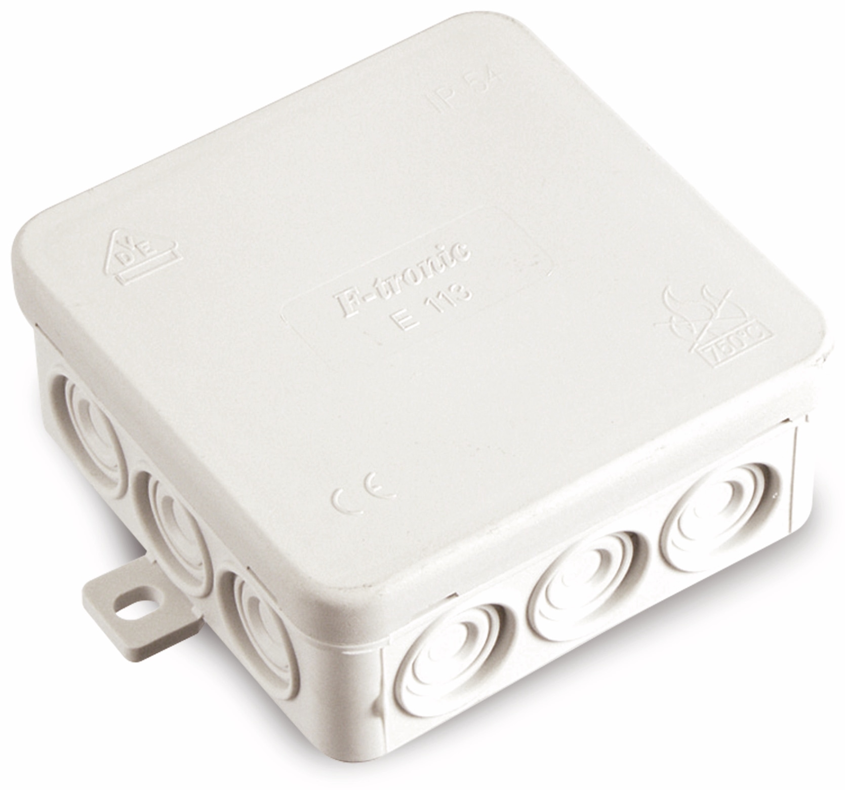 F-TRONIC Verteilerdose, 85x85x40 mm, 12 Einführungen, grau, 10 Stück