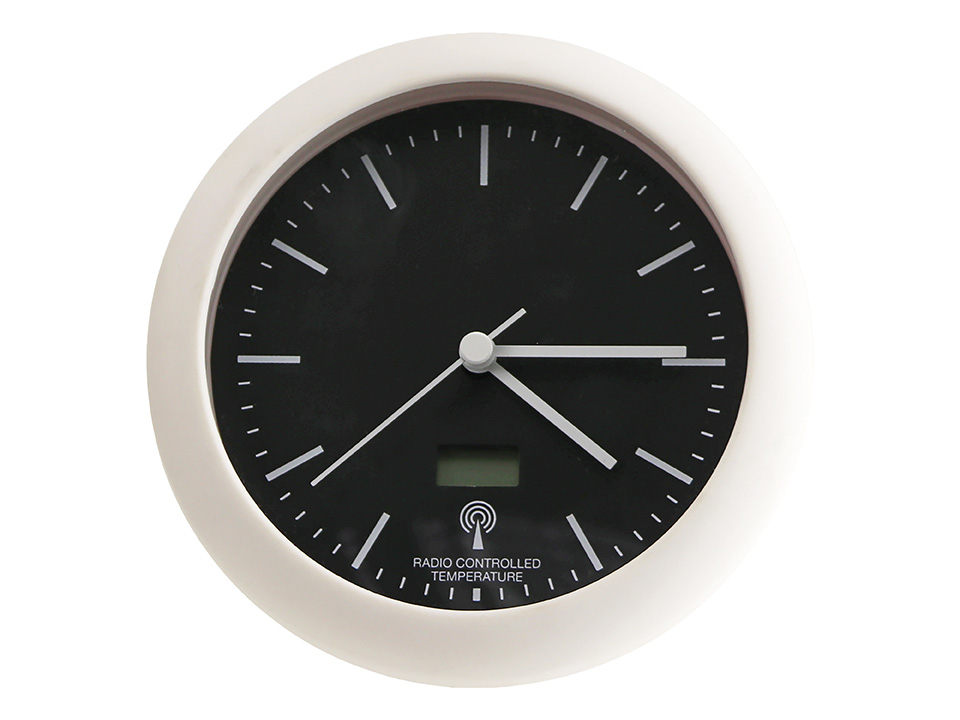 Analoge Funkuhr, Temperaturanzeige, weiß/schwarz