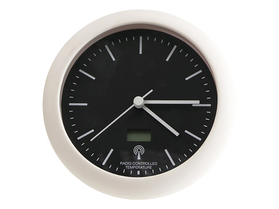 Analoge Funkuhr, Temperaturanzeige, weiß/schwarz