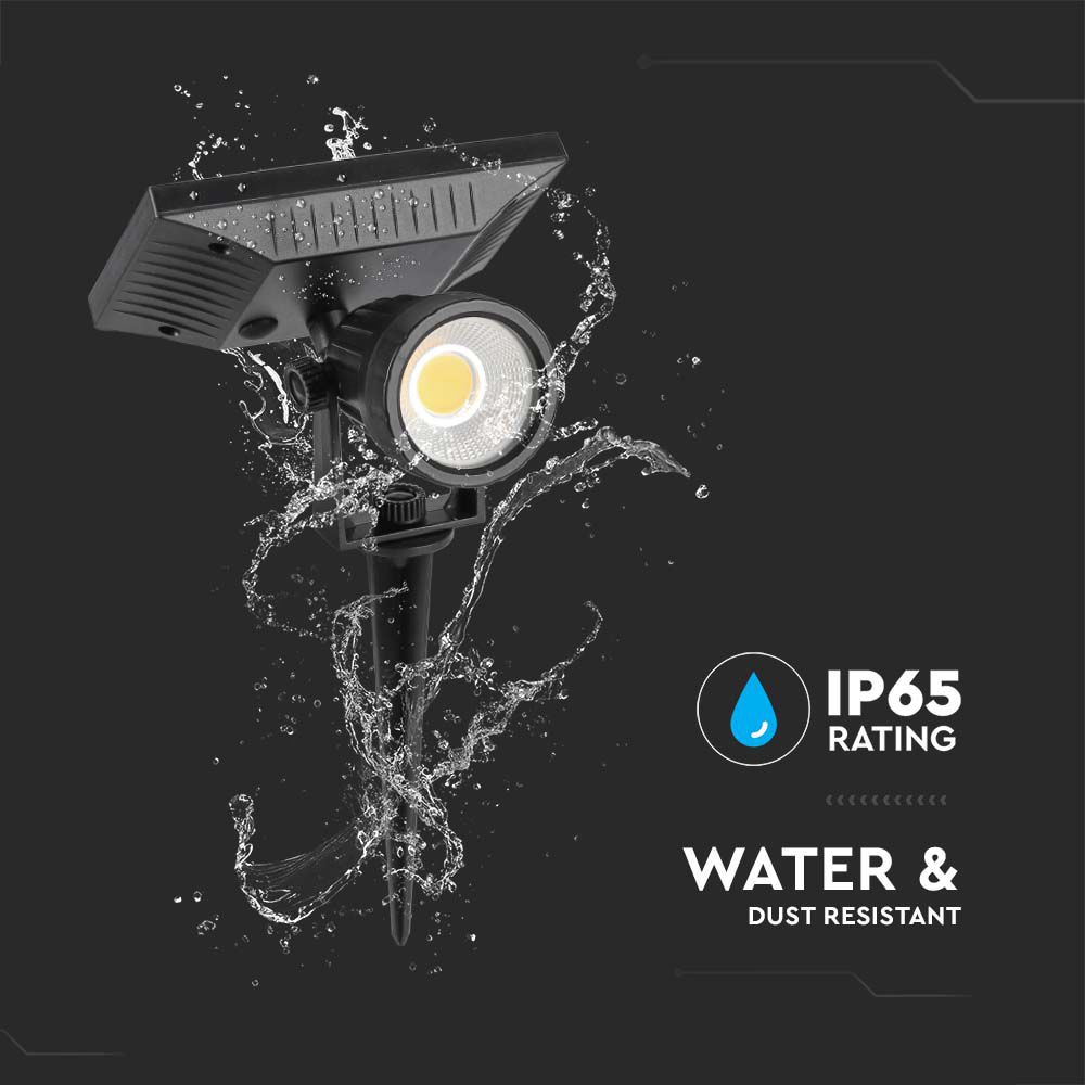 V-TAC Solar LED-Gartenleuchte VT-952, 2 W, 3000 K, IP65, schwarz V-TAC Solar LED-Gartenleuchte VT-952, 2 W, 3000 K, IP65, schwarz