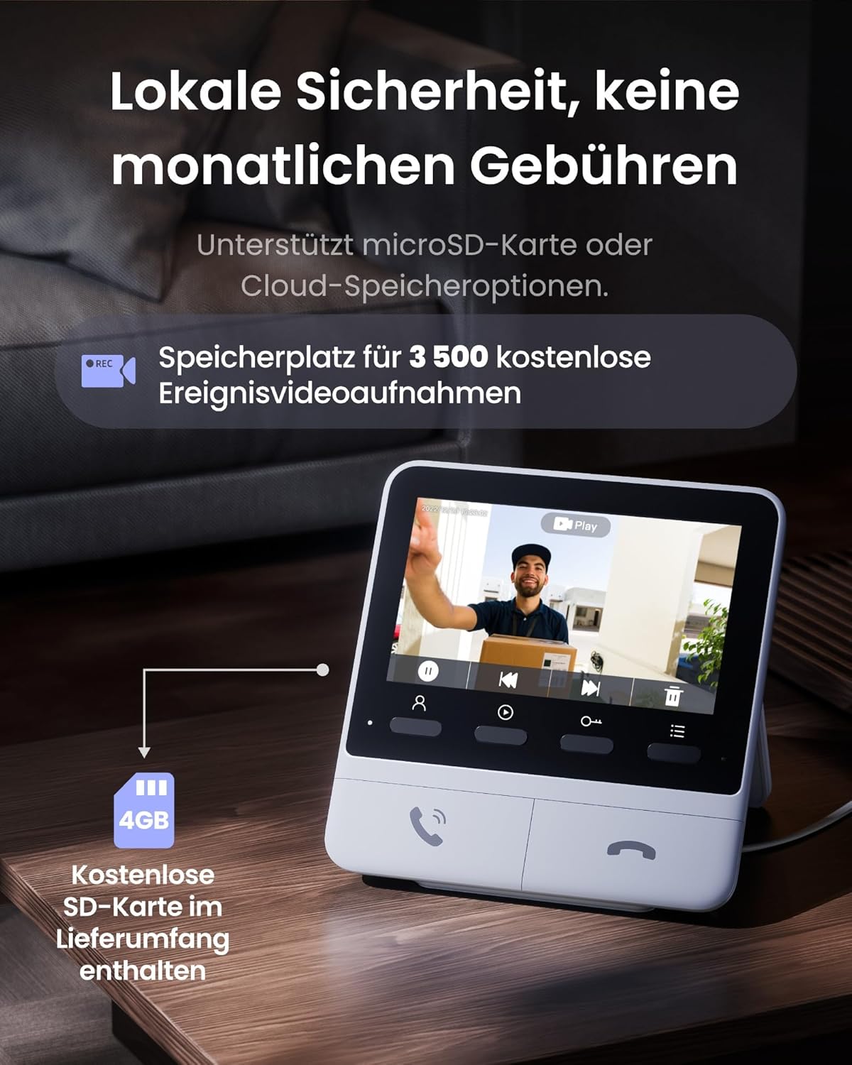 SWITCHBOT Videotürklingel, Monitor, Gegensprechanlage, silber-weiß