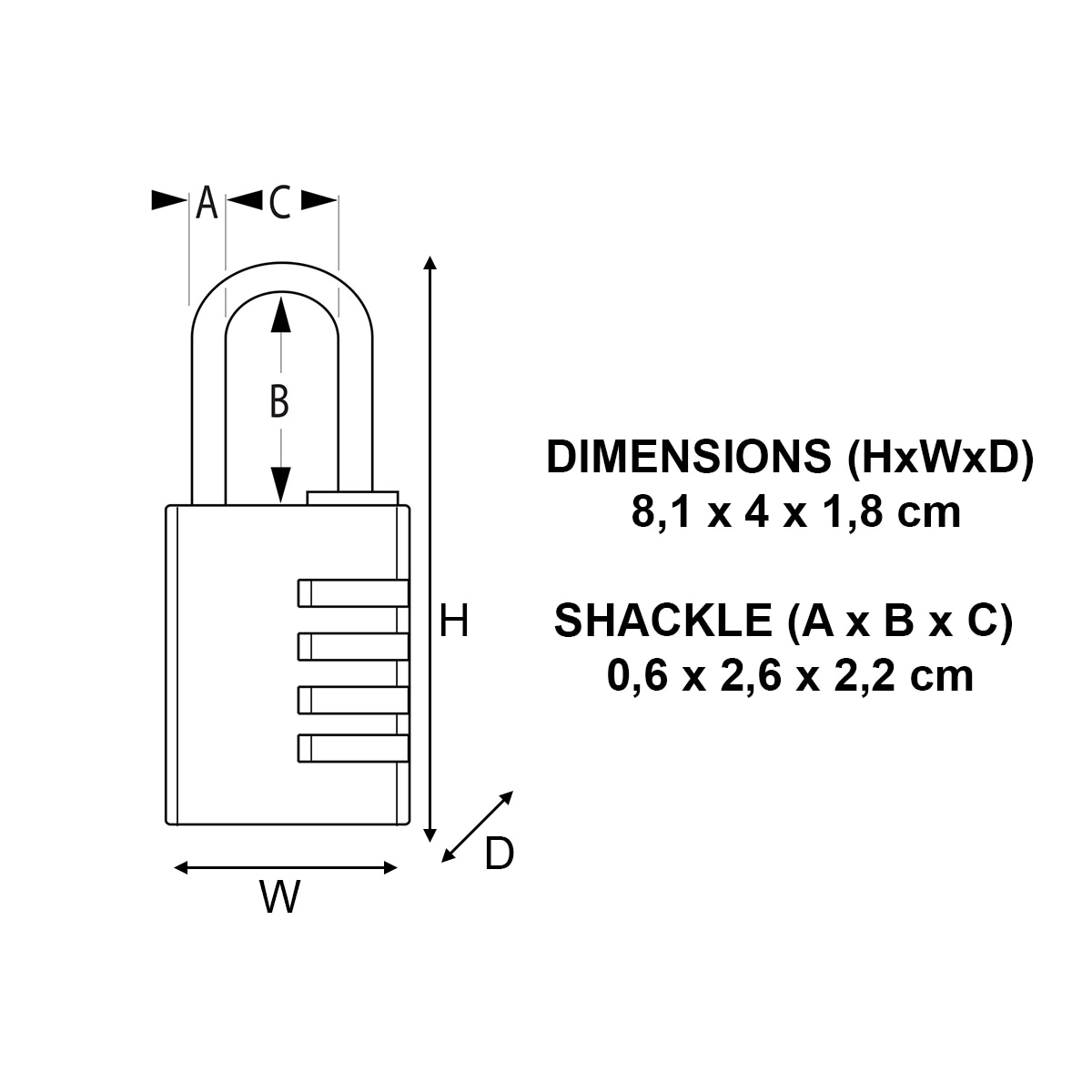 MASTERLOCK Zahlenschloss 604EURD, aus Aluminium, 400mm
