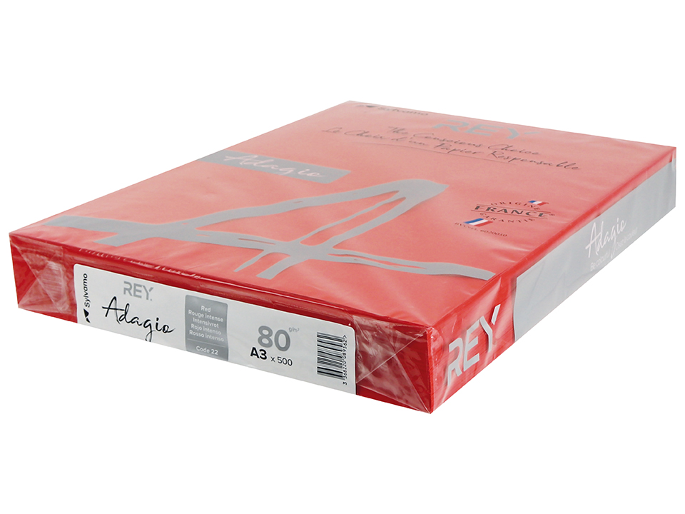 Kopierpapier REY/ADAGIO A3 80 g/m², 500 Blatt, Intensivrot