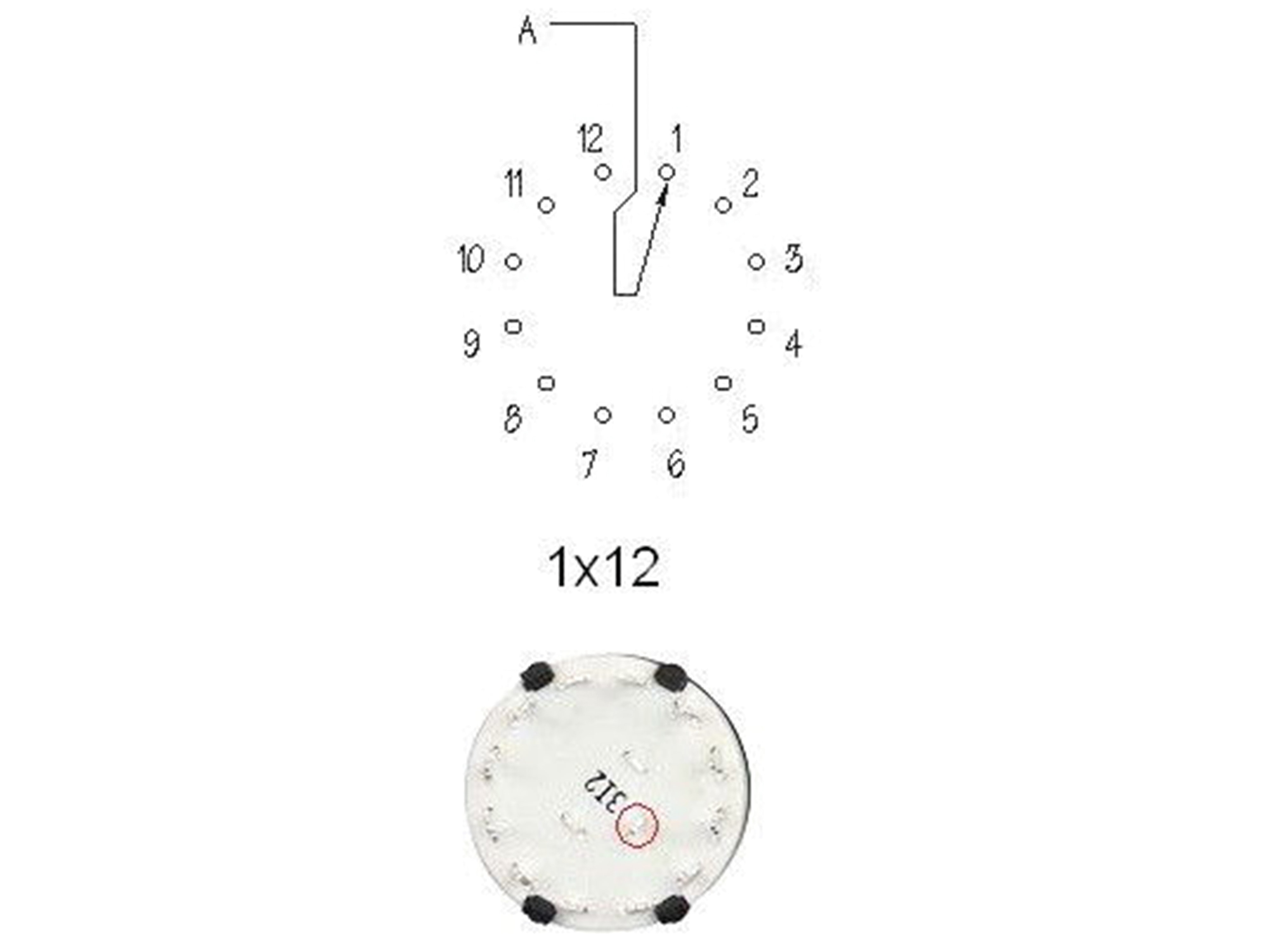 Drehschalter CKA1X12, 26 mm, 1x12 Kontakte Drehschalter CKA1X12, 26 mm, 1x12 Kontakte