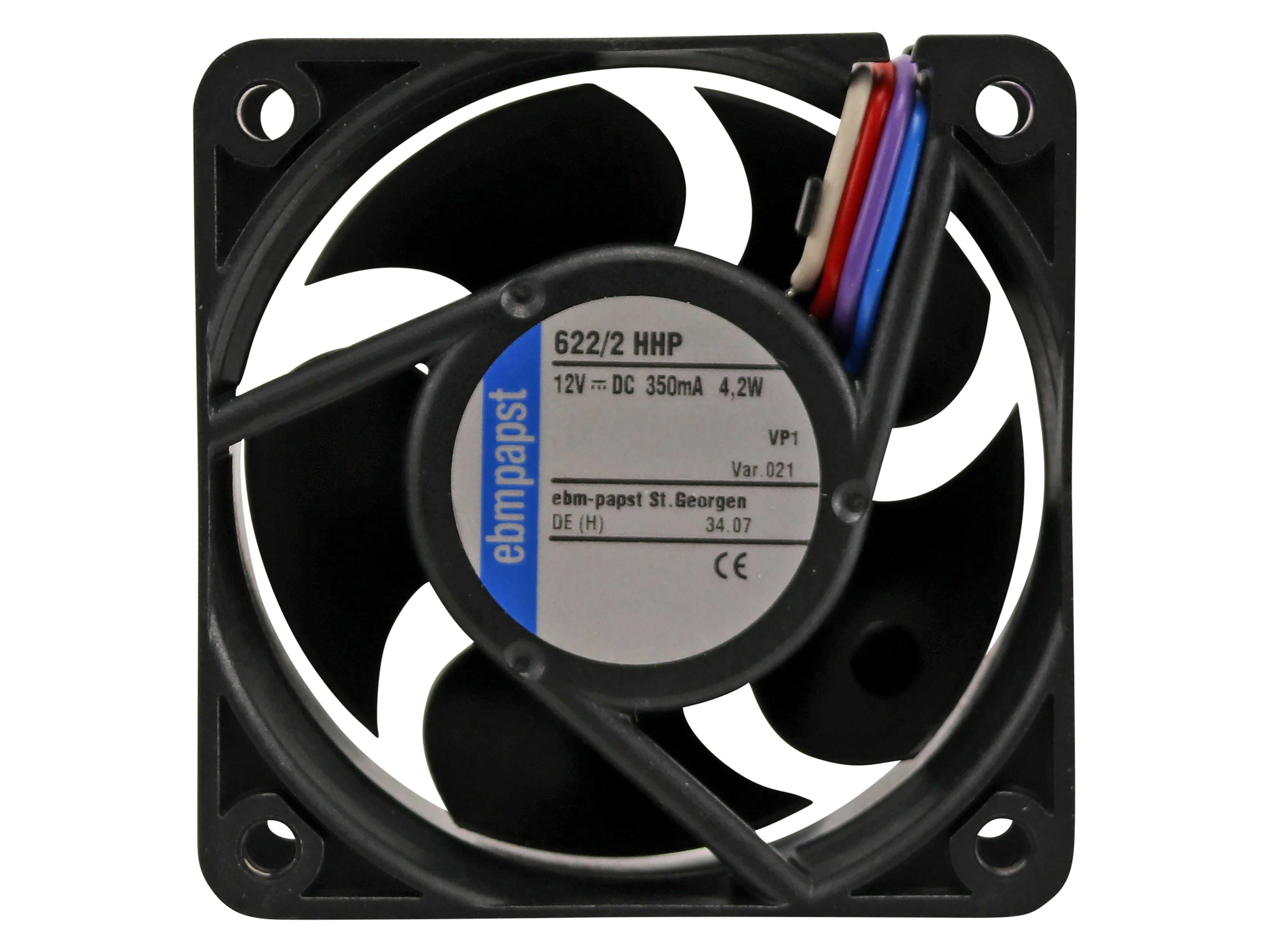 EBMPAPST Axiallüfter 622/2HHP, 60x60x25 mm, 12 V-, 3,7 W