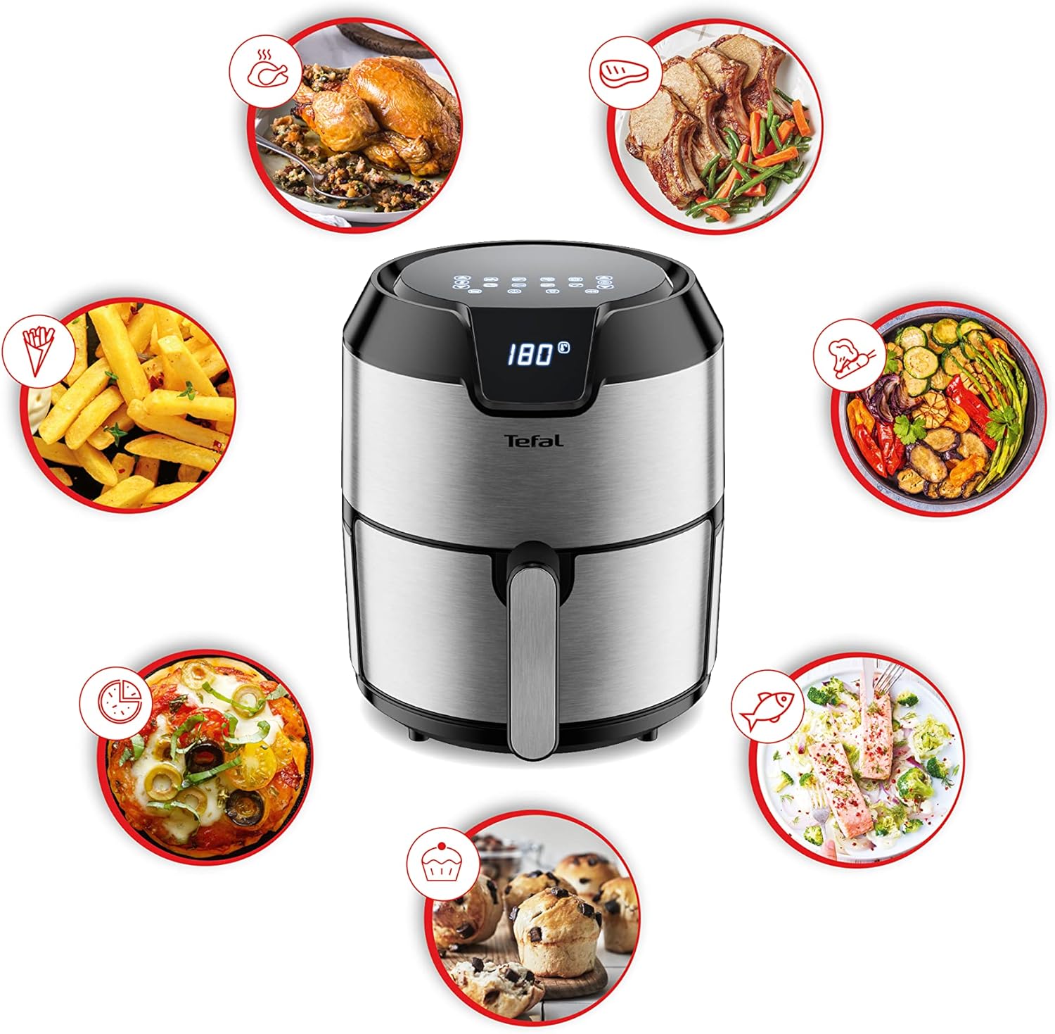 TEFAL Heißluftfritteuse Easy Fry Deluxe XL, 4,2 L, 8 Programme, EY401D, 1500W