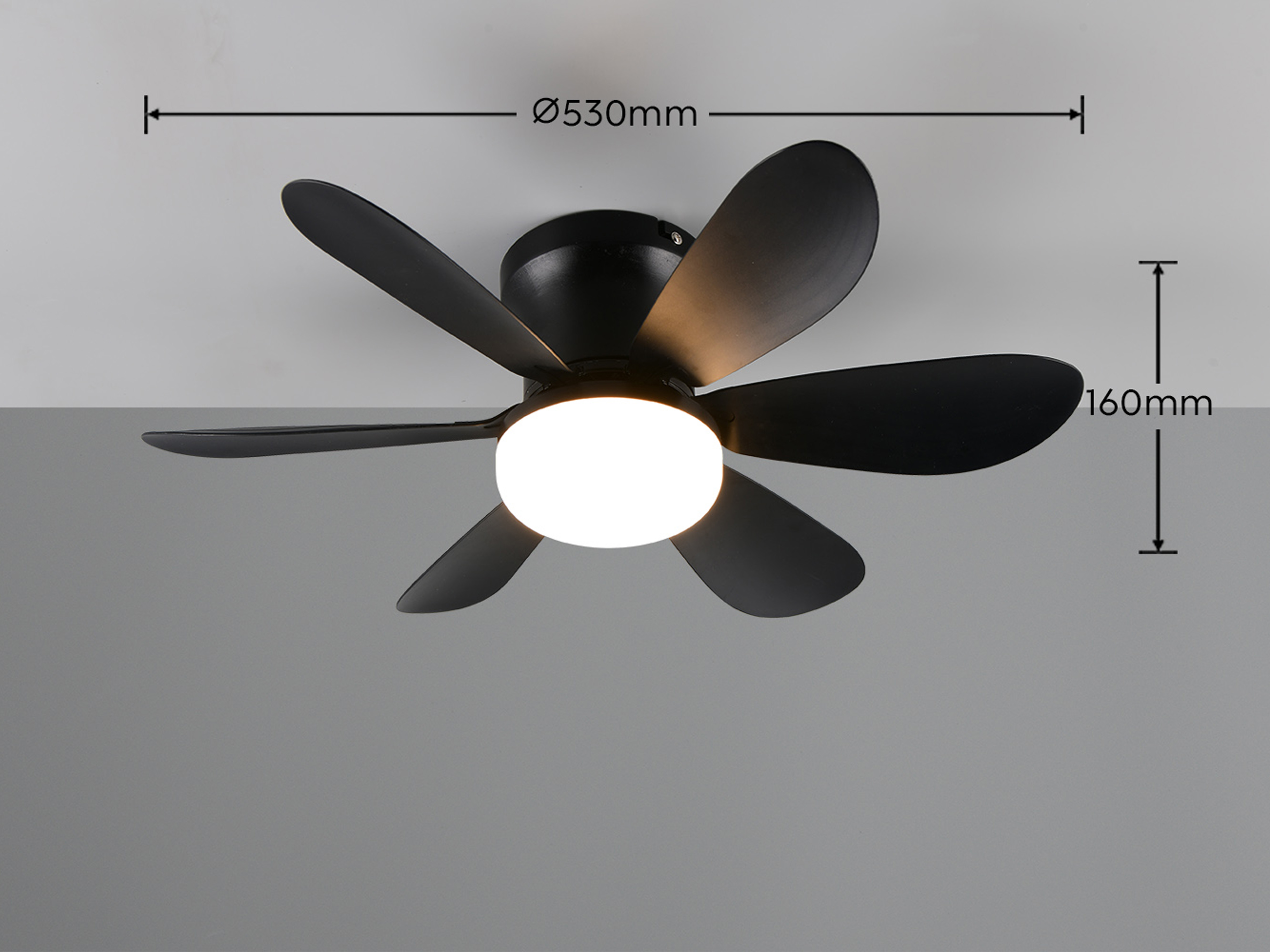 REALITY LED-Deckenleuchte mit Ventilator Lund R67462132, 20W, 2700... 6500K, 850lm, CCT, IP20, schwarz