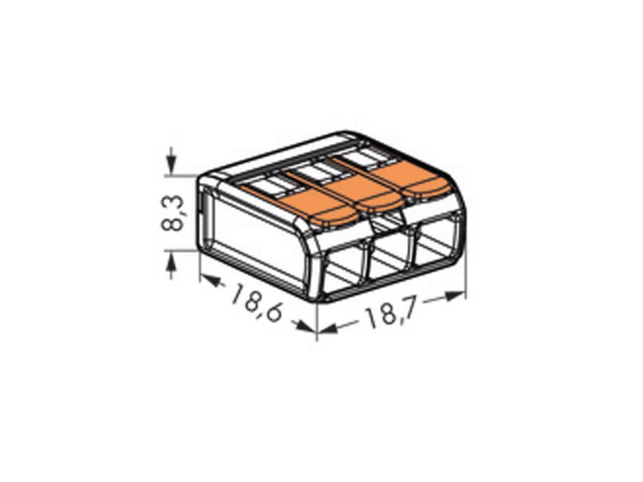 WAGO Steckklemmen 221-413, 3-polig, 0,2...4 mm², 100 Stück WAGO Steckklemmen 221-413, 3-polig, 0,2...4 mm², 100 Stück