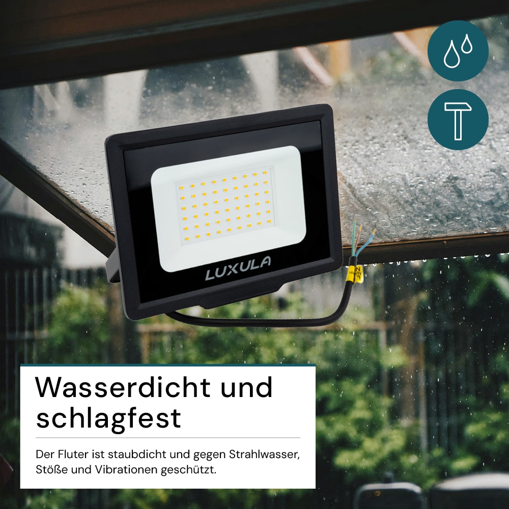 LUXULA LED-Fluter, EEK: F, 50W, 5000lm, 4000K, schwarz