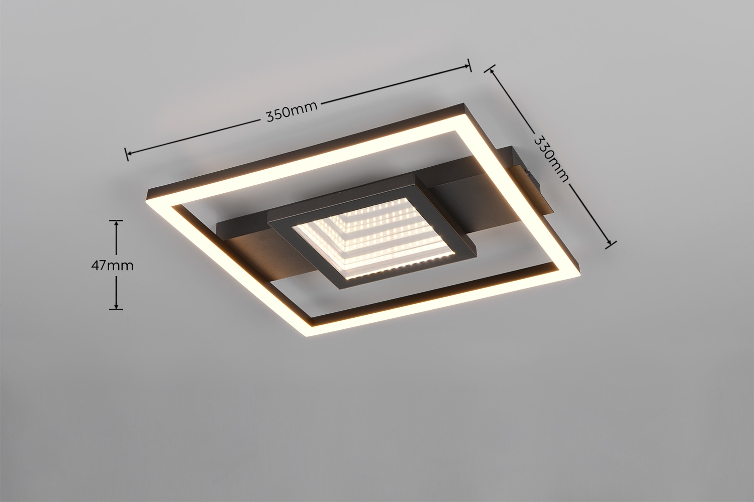 REALITY LED-Deckenleuchte WHEELER, R64801932, 16W, 2000lm, 3000K, schwarz