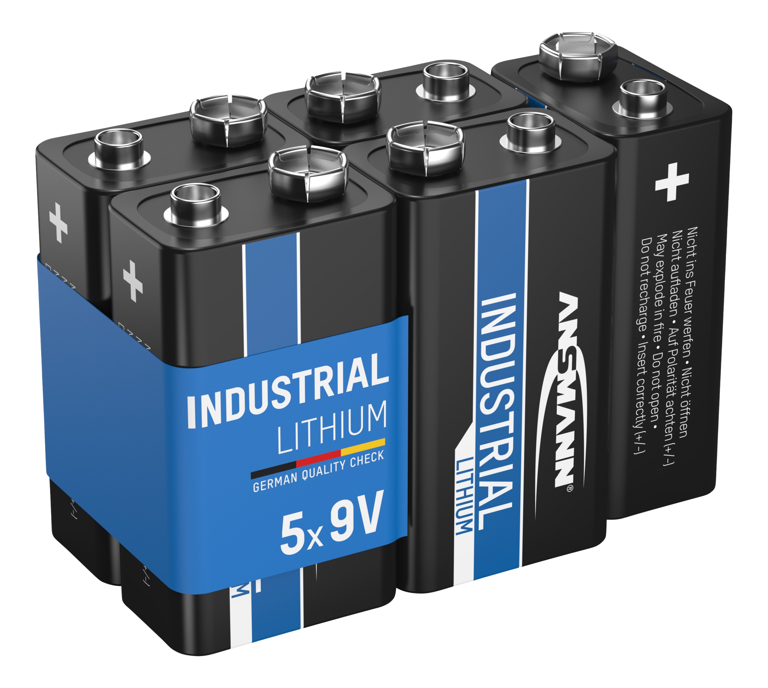 ANSMANN Lithium-Batterie, INDUSTRIAL, 9V-Block, 5 Stück