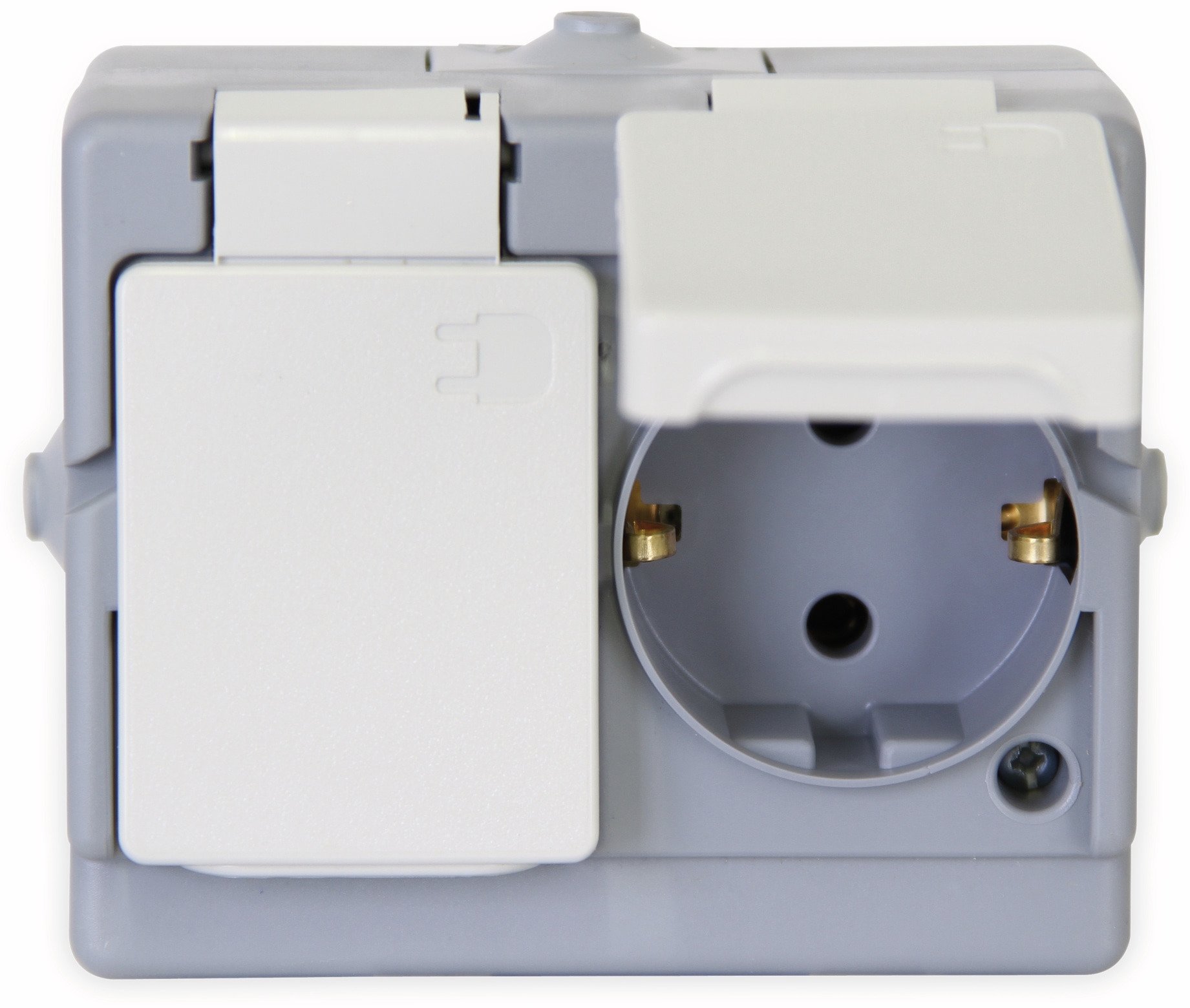 KOPP Feuchtraum-Steckdose 130248006, 2-fach, Waagerecht, Klappdeckel, grau KOPP Feuchtraum-Steckdose 130248006, 2-fach, Waagerecht, Klappdeckel, grau