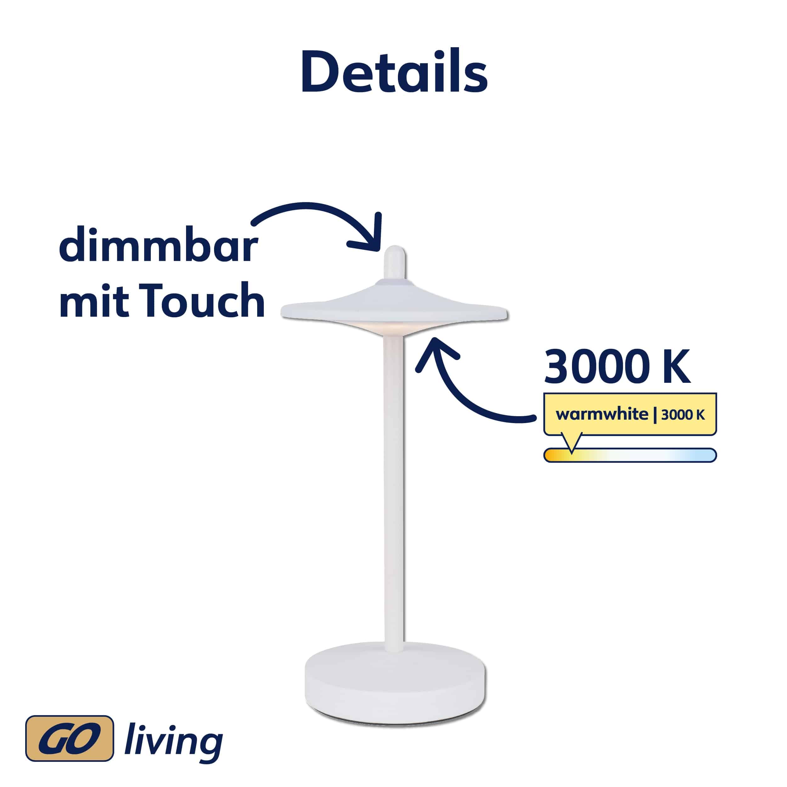 MÜLLER-LICHT LED-Akku-Tischleuchte 27700201, dimmbar, 3000K, warmweiß, weiß MÜLLER-LICHT LED-Akku-Tischleuchte 27700201, dimmbar, 3000K, warmweiß, weiß