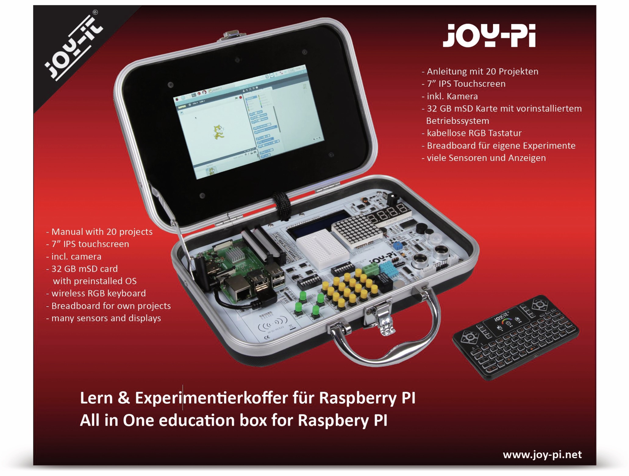 JOY-IT, JoyPi Lern und Experimentierkoffer für RPi Zero, 2B, 3B, 3B+, 4B JOY-IT, JoyPi Lern und Experimentierkoffer für RPi Zero, 2B, 3B, 3B+, 4B