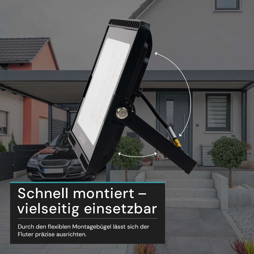 LUXULA LED-Fluter, EEK: F, 100W, 10000lm, CCT, schwarz
