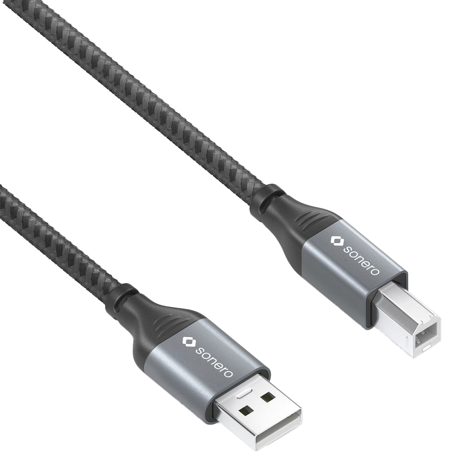 SONERO USB 2.0 Kabel SPC-U010-050 A/B 5m grau-schwarz SONERO USB 2.0 Kabel SPC-U010-050 A/B 5m grau-schwarz