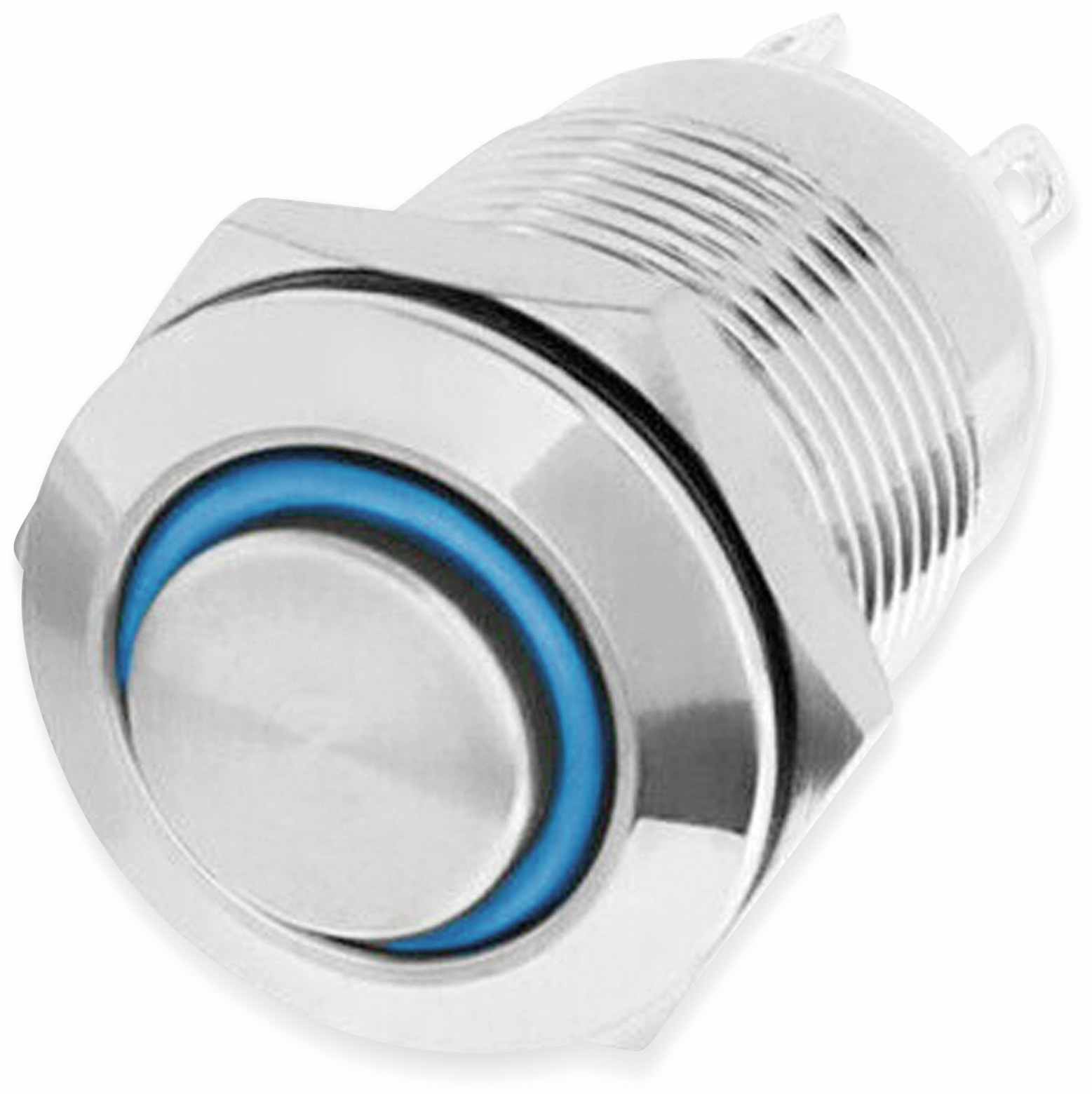 LED-Druckschalter, Ringbeleuchtung blau 12 V, Ø12 mm, 2 A/48 V