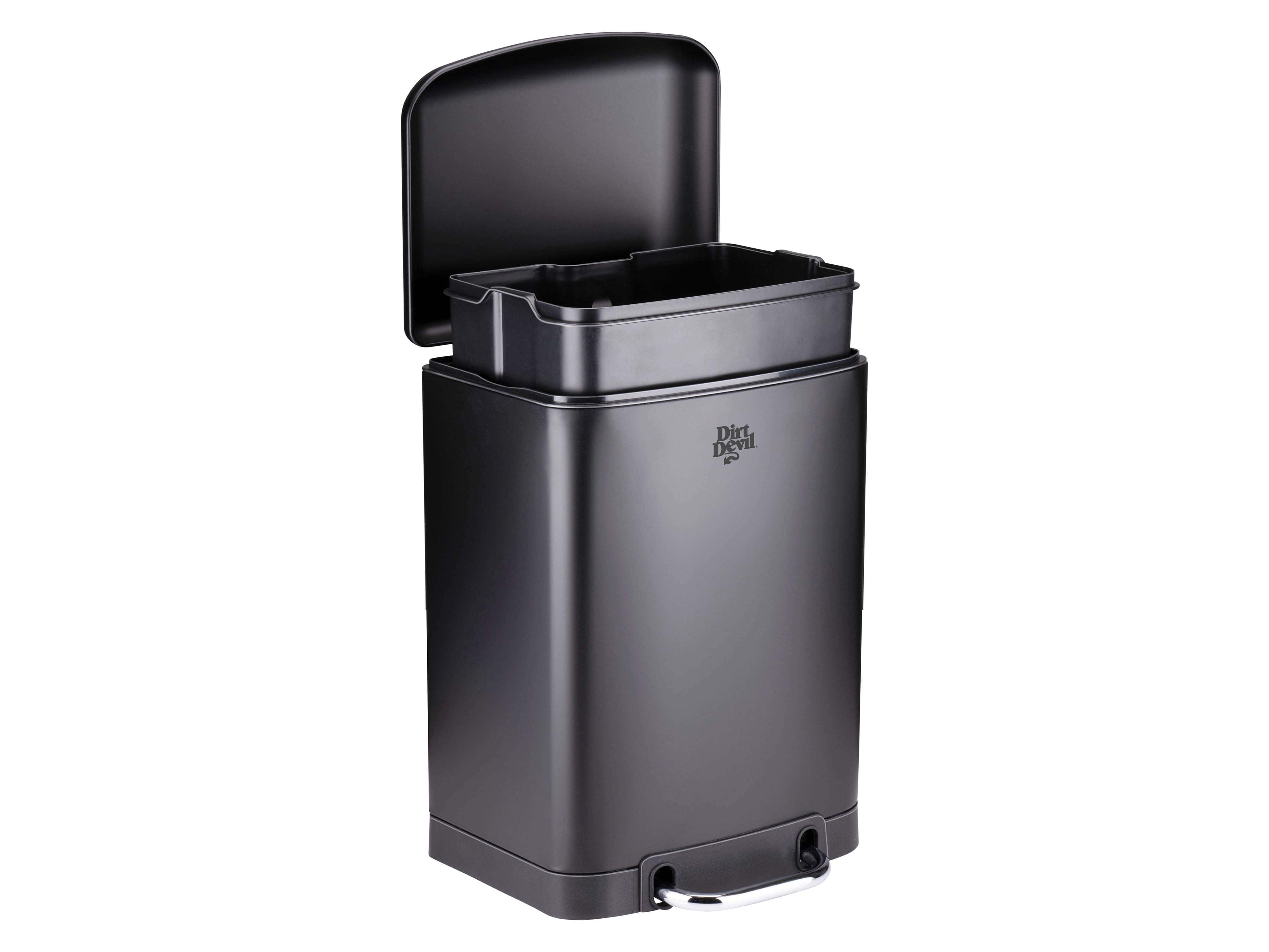 DIRT DEVIL Tretabfalleimer, 6 L, Soft Close, Edelstahl, schwarz