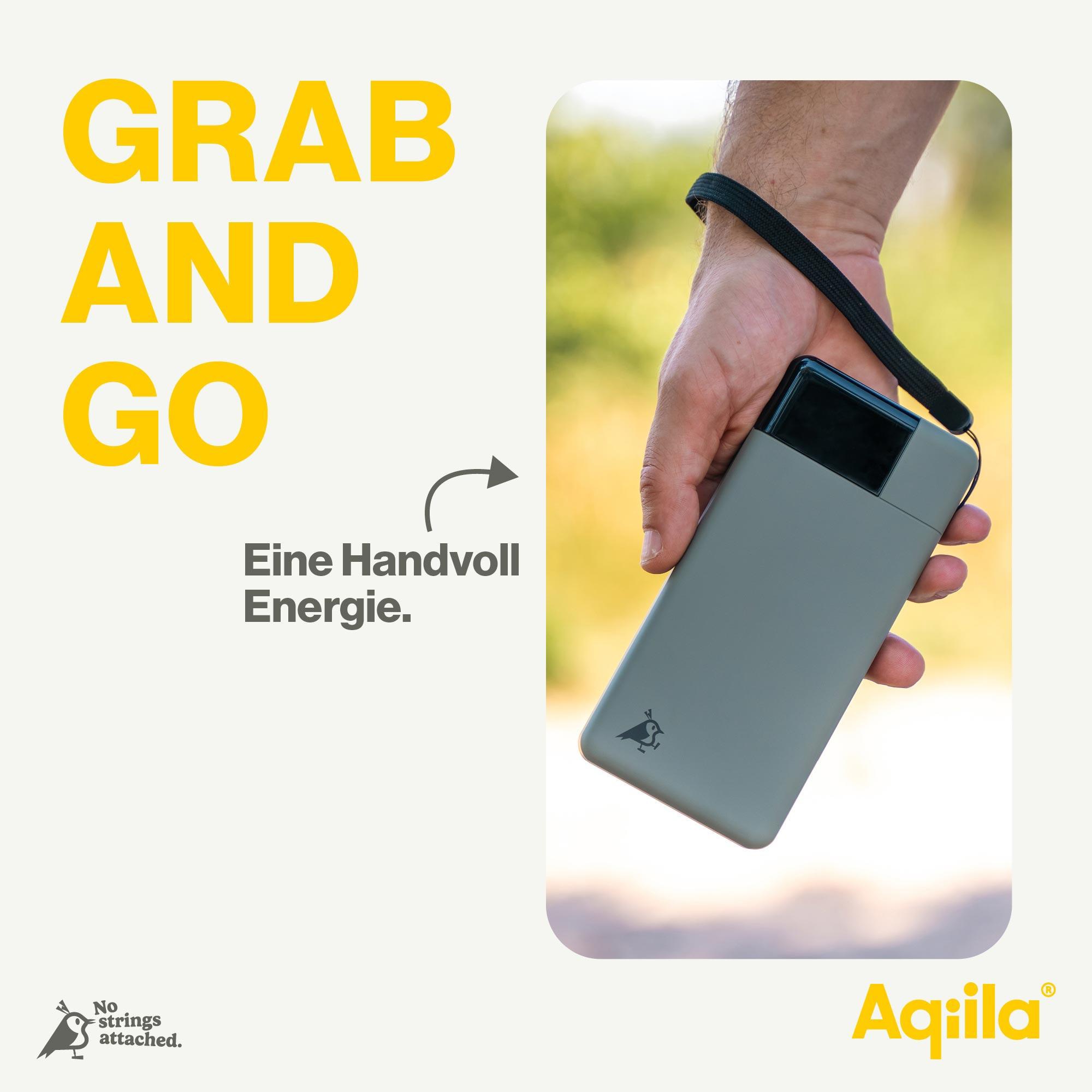 AQIILA Powerbank Powerbird B20+, 65 W, 20.000mAh, 1x USB-A, 2x USB-C, moosgrün