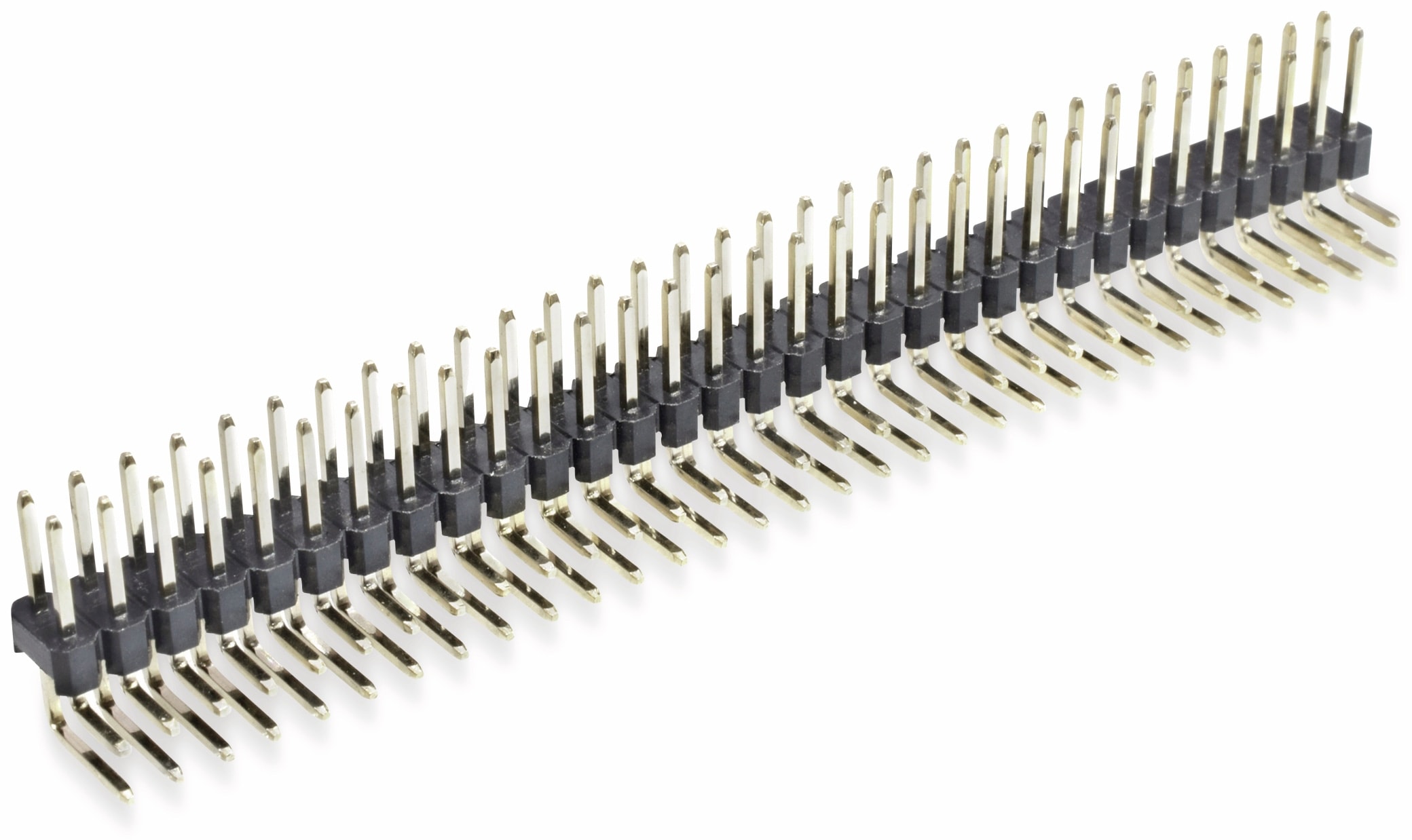 Stiftleiste, 2 x 32, 2,54 mm, gewinkelt, 0,8µ Au (Gold), 5 Stück