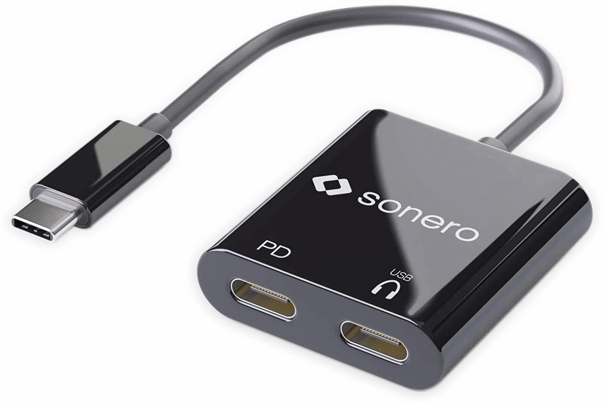 SONERO USB-Audio Konverter Premium, USB-C Stecker auf 2x USB-C Buchse