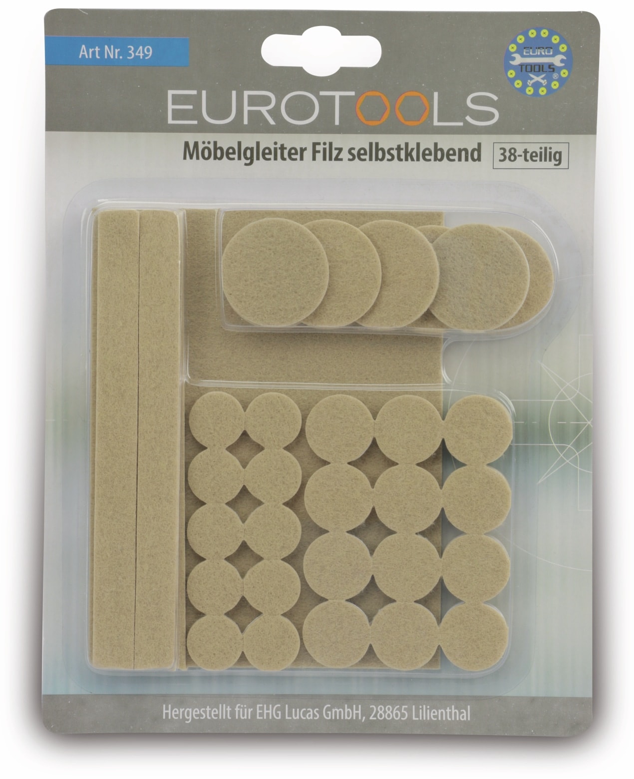 EUROTOOLS Möbelgleiter-Set 349-NBFR, 38-teilig