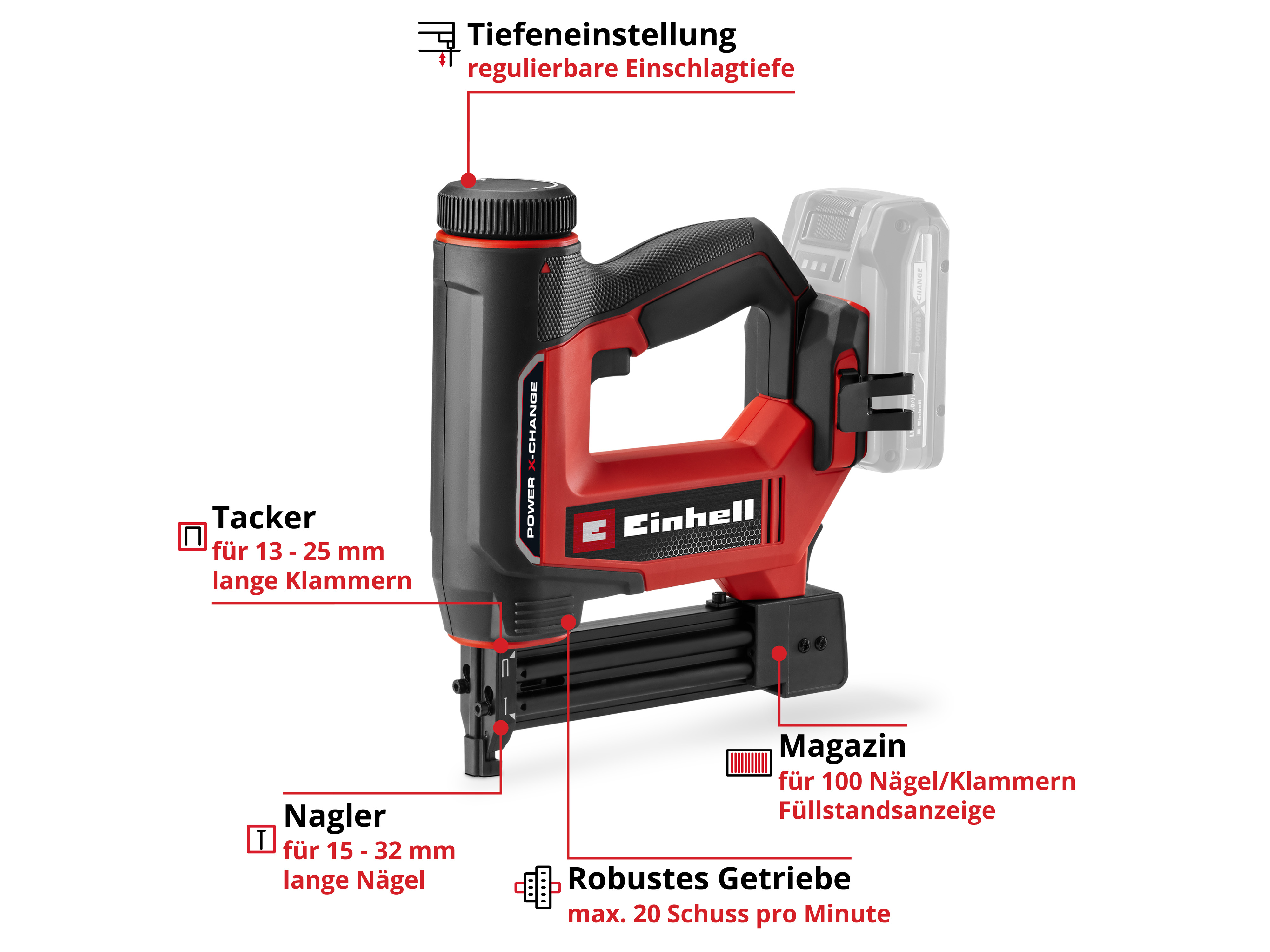 EINHELL Akku-Nagler TE-CN 18/32 Li, 4257800, Solo