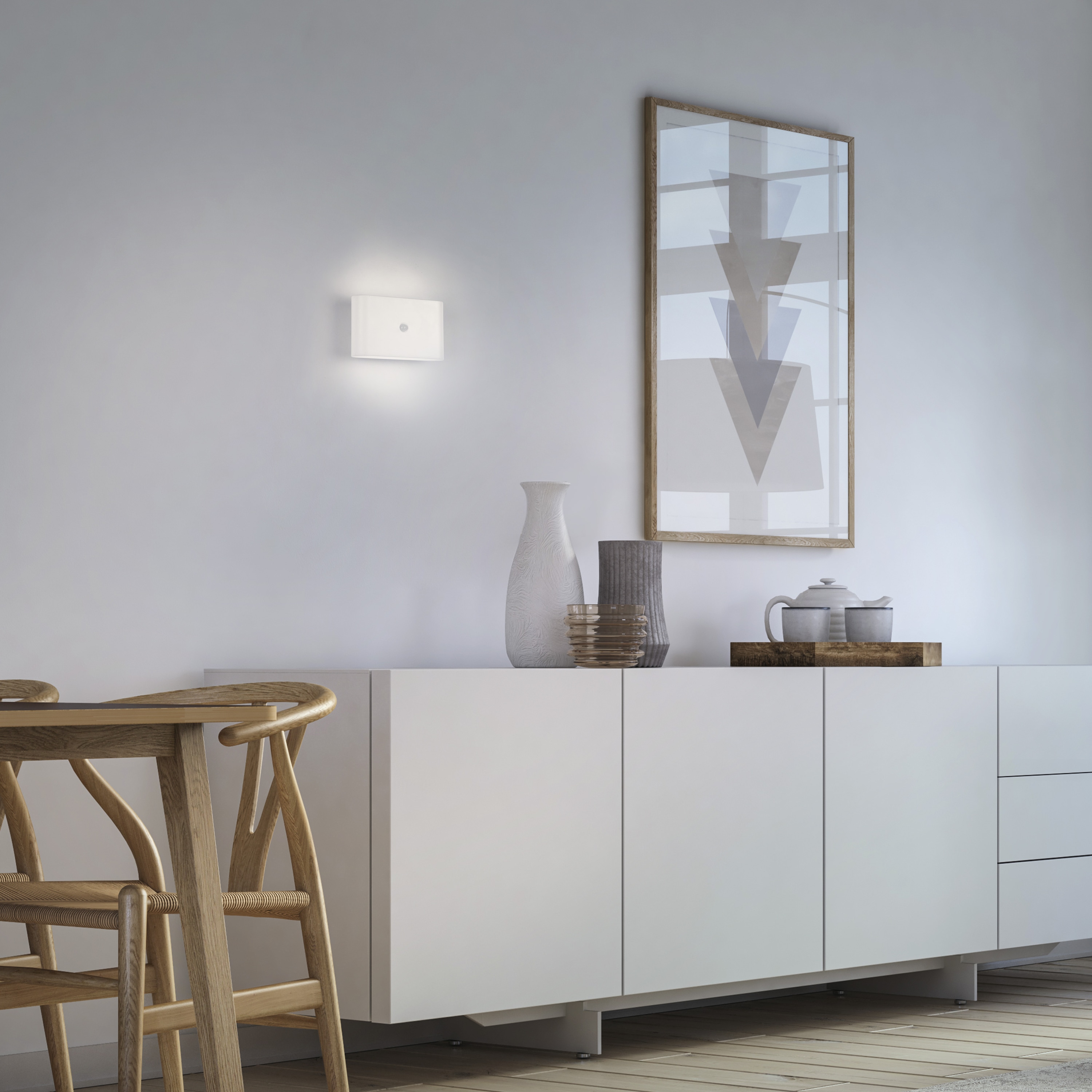 JUST LIGHT LED-Akku-Wandleuchte 19475-16, 3W, 3000K, 300lm, warmweiß, IP44, weiß
