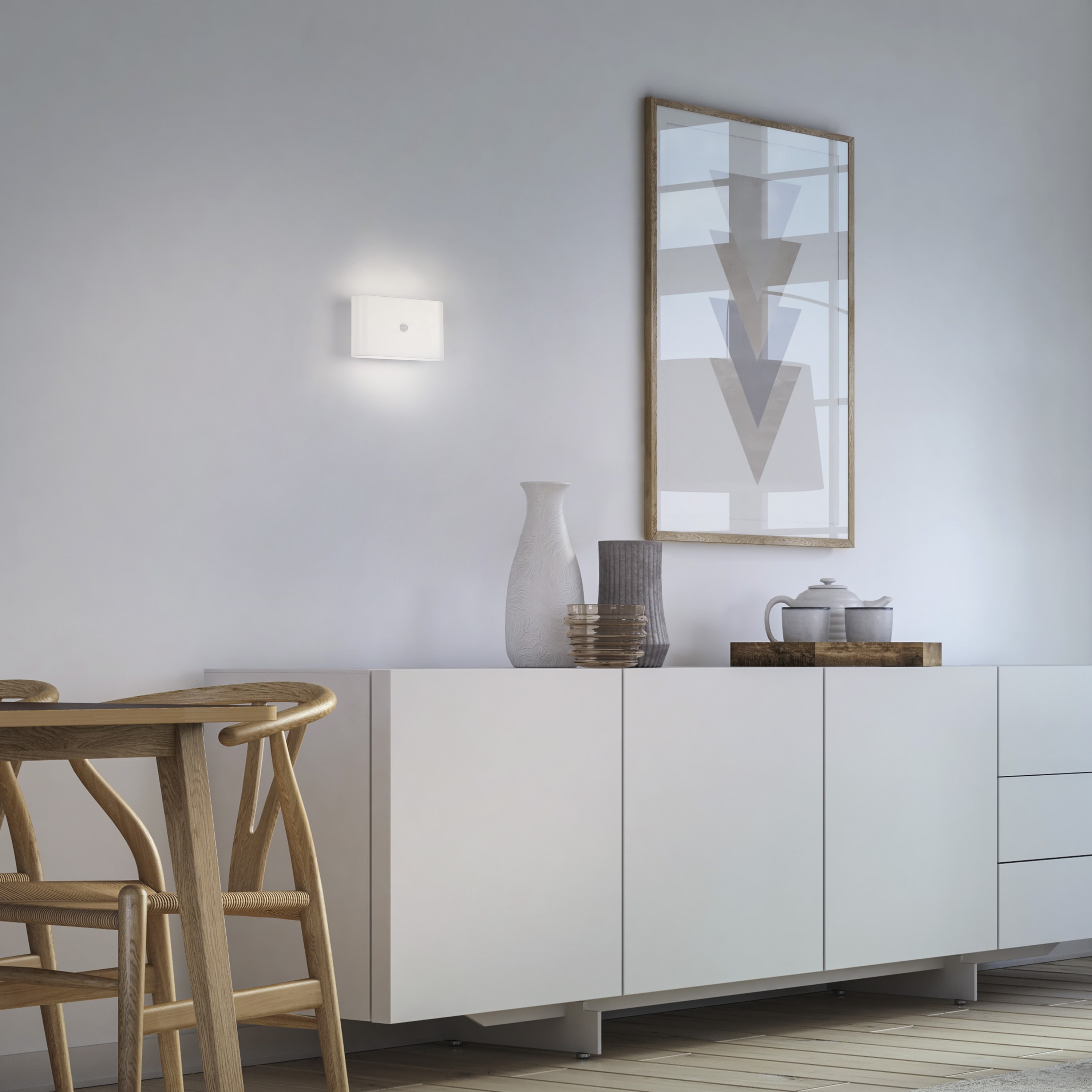 JUST LIGHT LED-Akku-Wandleuchte 19475-16, 3W, 3000K, 300lm, warmweiß, IP44, weiß