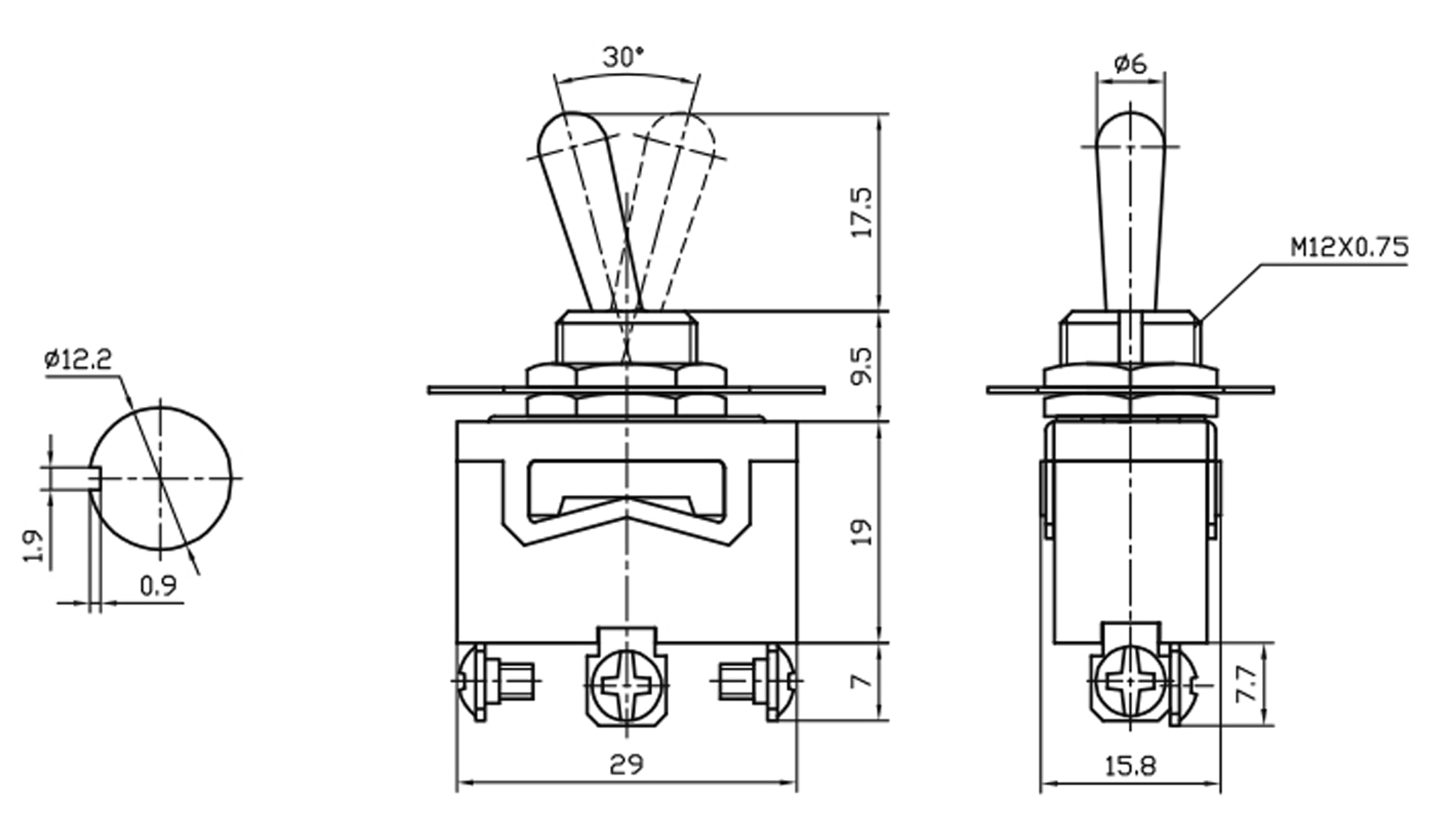 Kippschalter KN3(C)-102A, 1-polig, ON/ON