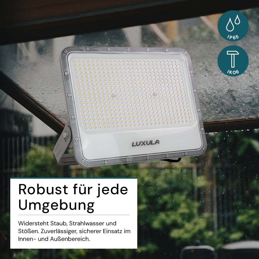 LUXULA LED-Fluter, EEK: E, 300W, 37500lm, 4000K, IP65, grau LUXULA LED-Fluter, EEK: E, 300W, 37500lm, 4000K, IP65, grau