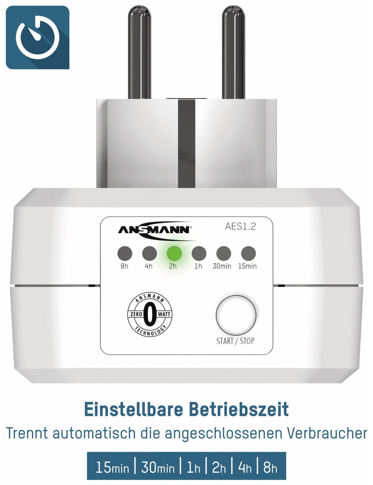 ANSMANN Zeitschaltuhr AES1, Steckdose mit ZeroWatt Technologie ANSMANN Zeitschaltuhr AES1, Steckdose mit ZeroWatt Technologie
