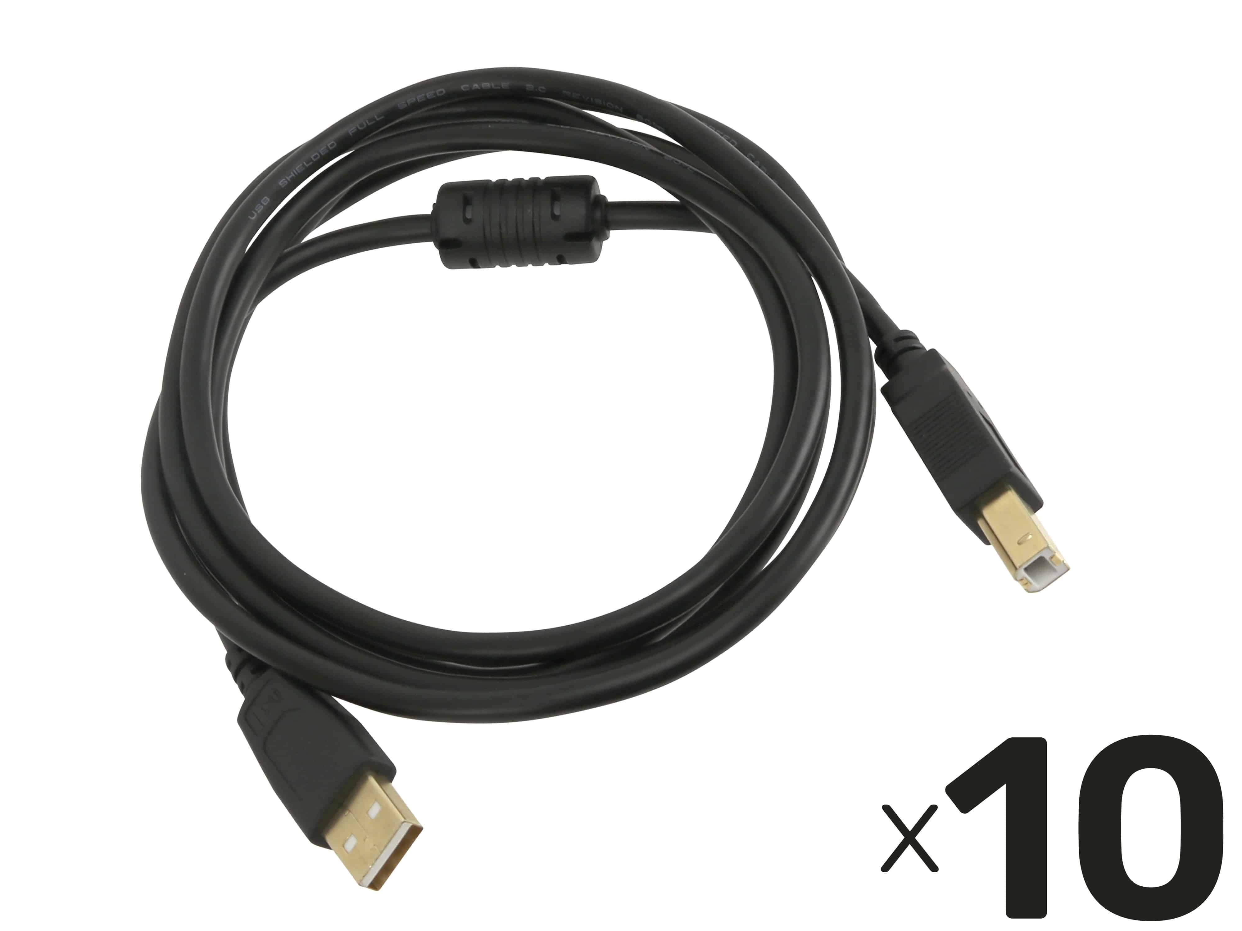 USB2.0-Anschlusskabel, A/B, 2 m, vergoldet, 10er Pack USB2.0-Anschlusskabel, A/B, 2 m, vergoldet, 10er Pack