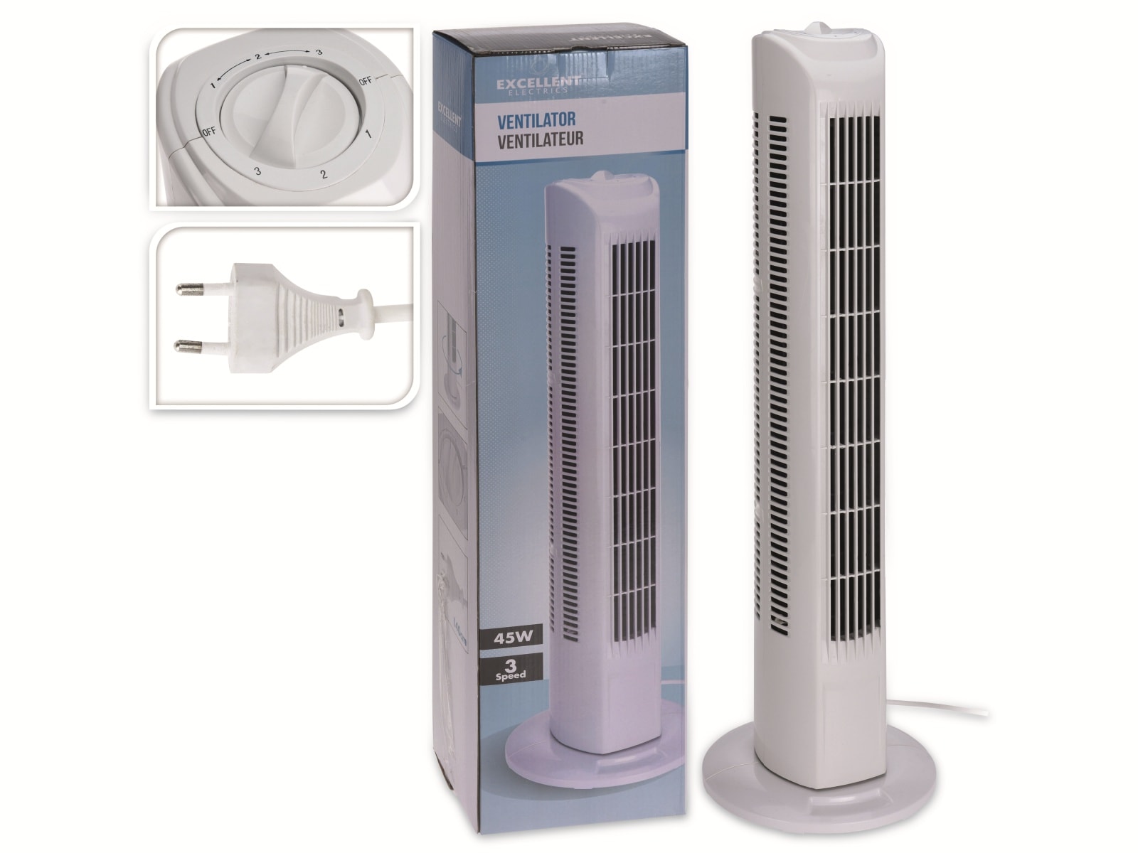 LIFETIME AIR Turmventilator, 45 W, weiß