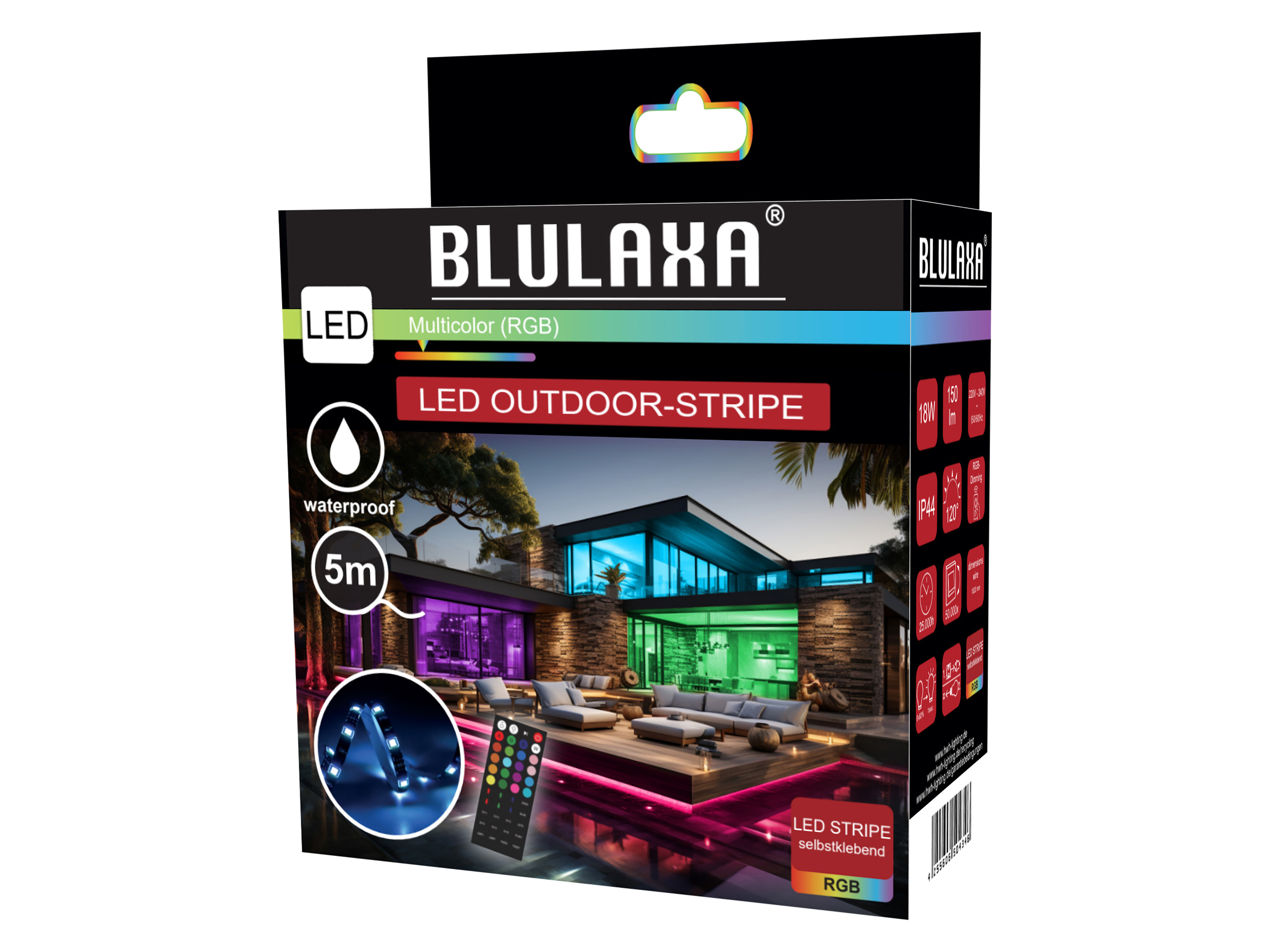 BLULAXA LED Strip 50954, 5m, 18W, 150lm, RGB, Fernbedienung, IP44