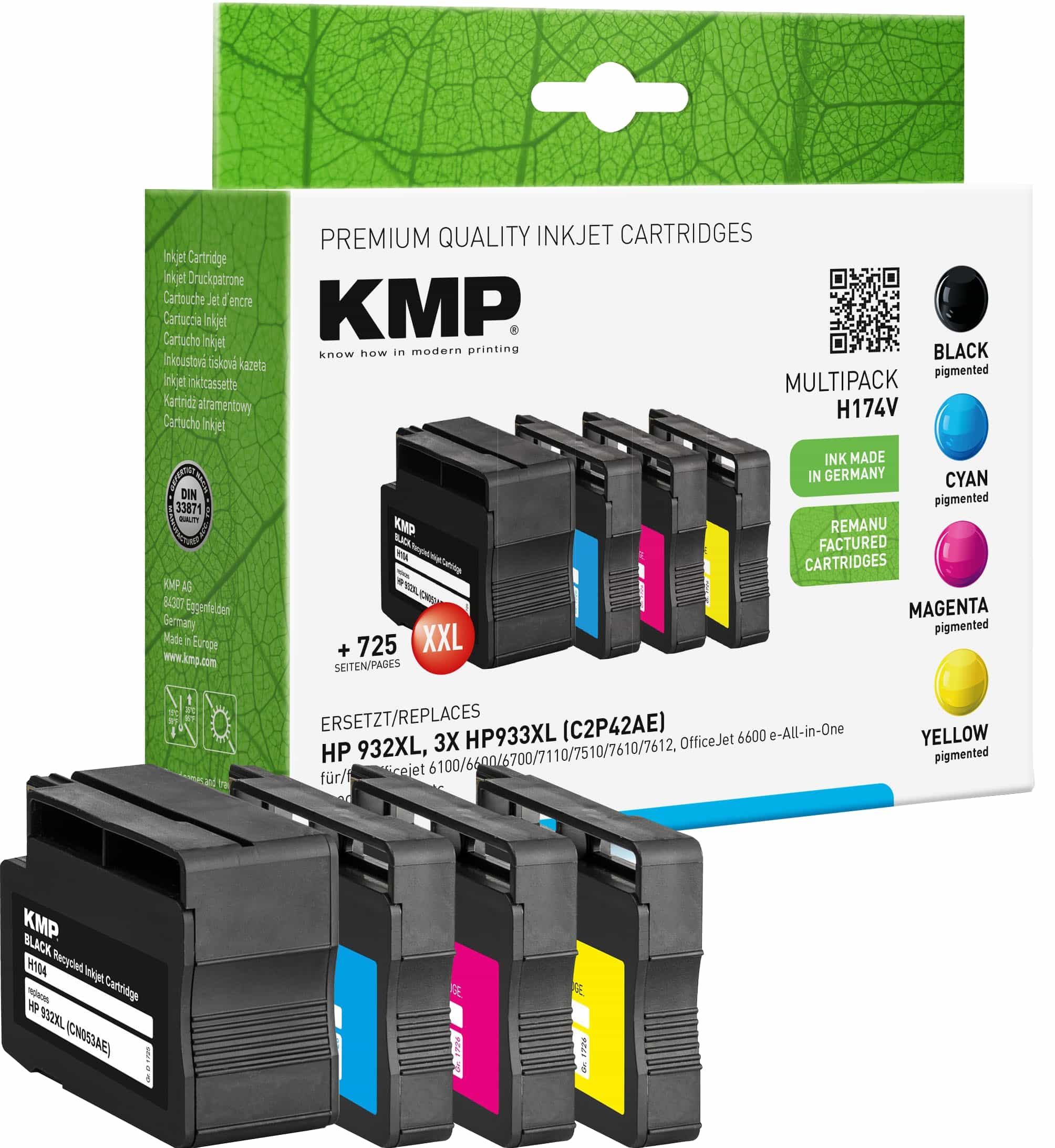 KMP Tintenpatronen Multipack H174V ersetzt HP932XL/933XL