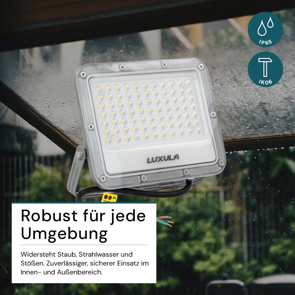 LUXULA LED-Fluter, EEK: E, 50W, 6500lm, 4000K, IP65, grau