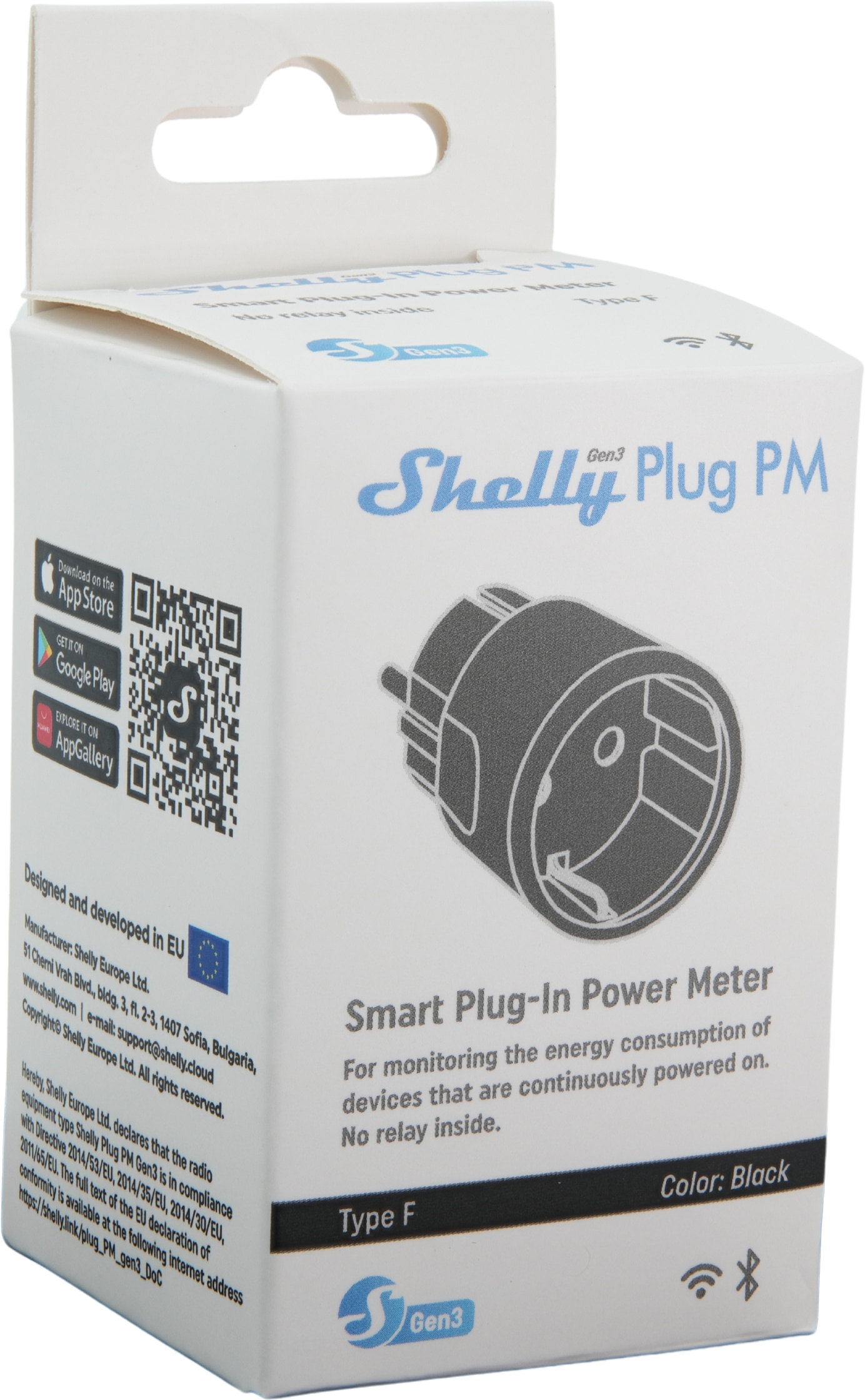 SHELLY WLAN-Steckdose Plug PM Gen3, schwarz