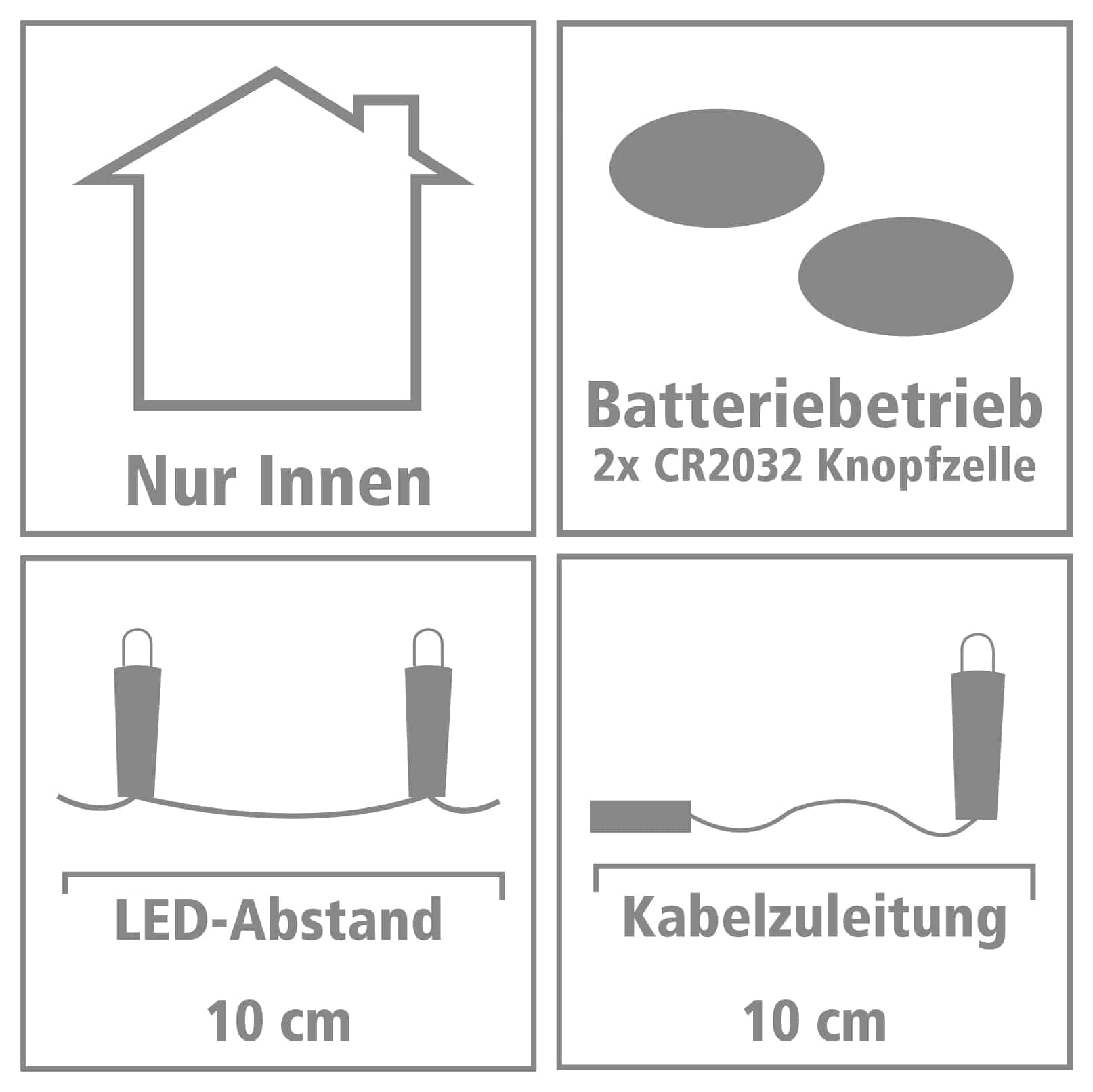 LED-Lichterkette, Silberdraht, 10 LEDs, bunt, Batteriebetrieb, inkl. Batterien LED-Lichterkette, Silberdraht, 10 LEDs, bunt, Batteriebetrieb
