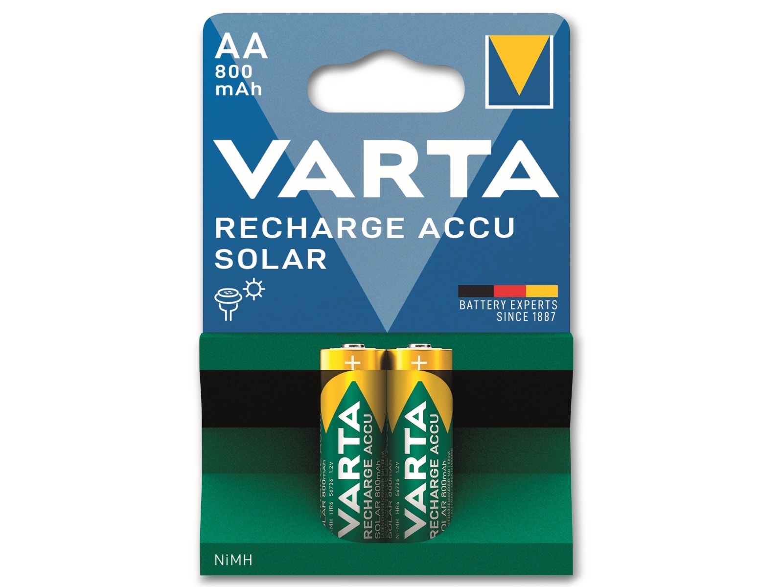 VARTA Akku NiMH, Mignon, AA, HR06, 1.2V/800mAh, Solar, 2er Pack VARTA Akku NiMH, Mignon, AA, HR06, 1.2V/800mAh, Solar, 2er Pack