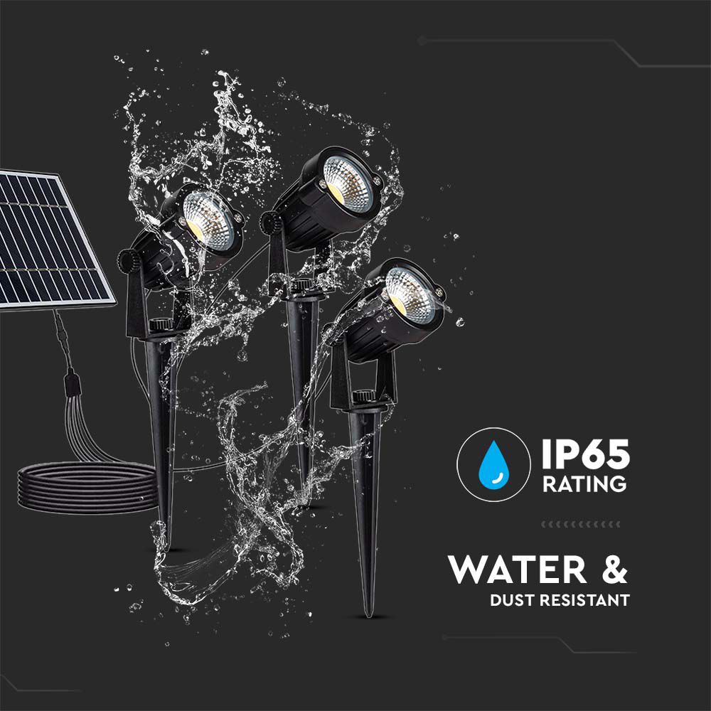 V-TAC Solar LED-Gartenleuchten-Set VT-11031, 3x 1,2 W, 3000 K, IP65 V-TAC Solar LED-Gartenleuchten-Set VT-11031, 3x 1,2 W, 3000 K, IP65